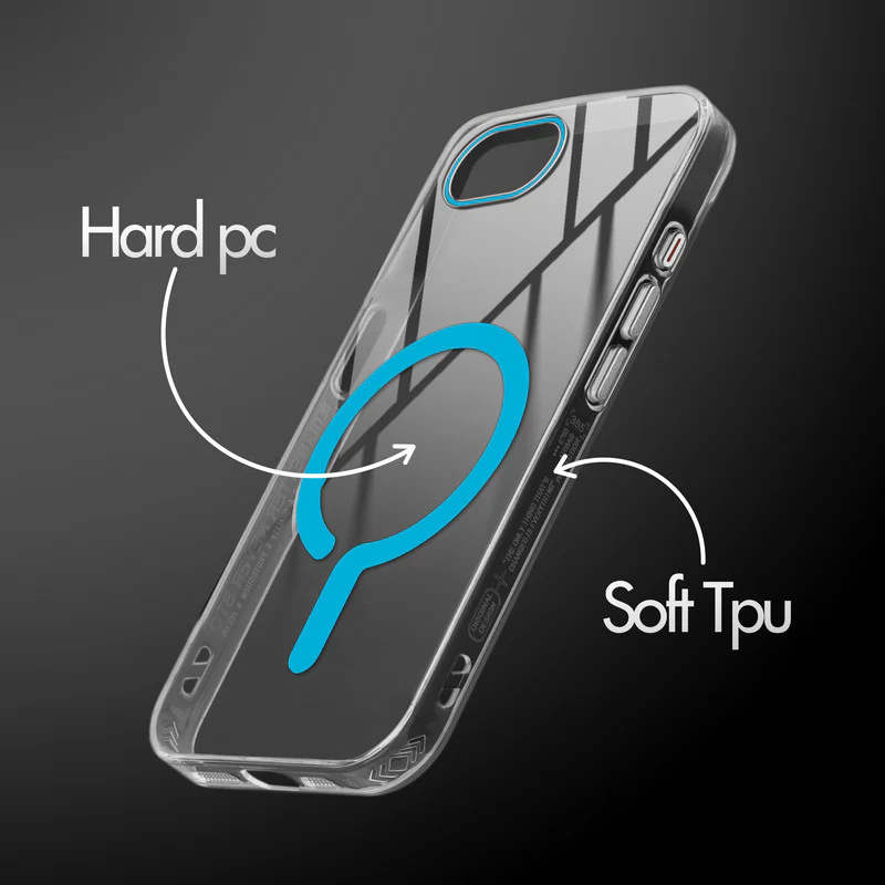 Crystal Clear Airbag Bumper Wireless Charging Support Compatible Back Case For Apple iPhone 16e with Metal Finish Buttons - Image 27