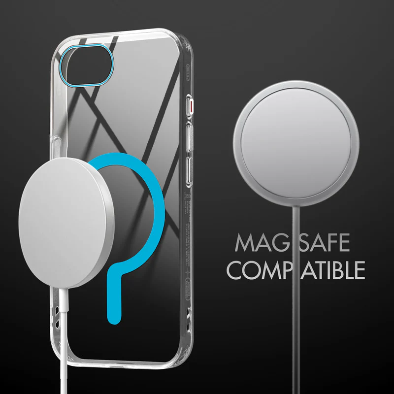 Crystal Clear Airbag Bumper Wireless Charging Support Compatible Back Case For Apple iPhone 16e with Metal Finish Buttons - Image 28
