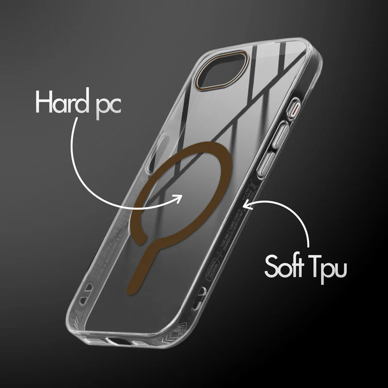 Crystal Clear Airbag Bumper Wireless Charging Support Compatible Back Case For Apple iPhone 16e with Metal Finish Buttons - Image 9