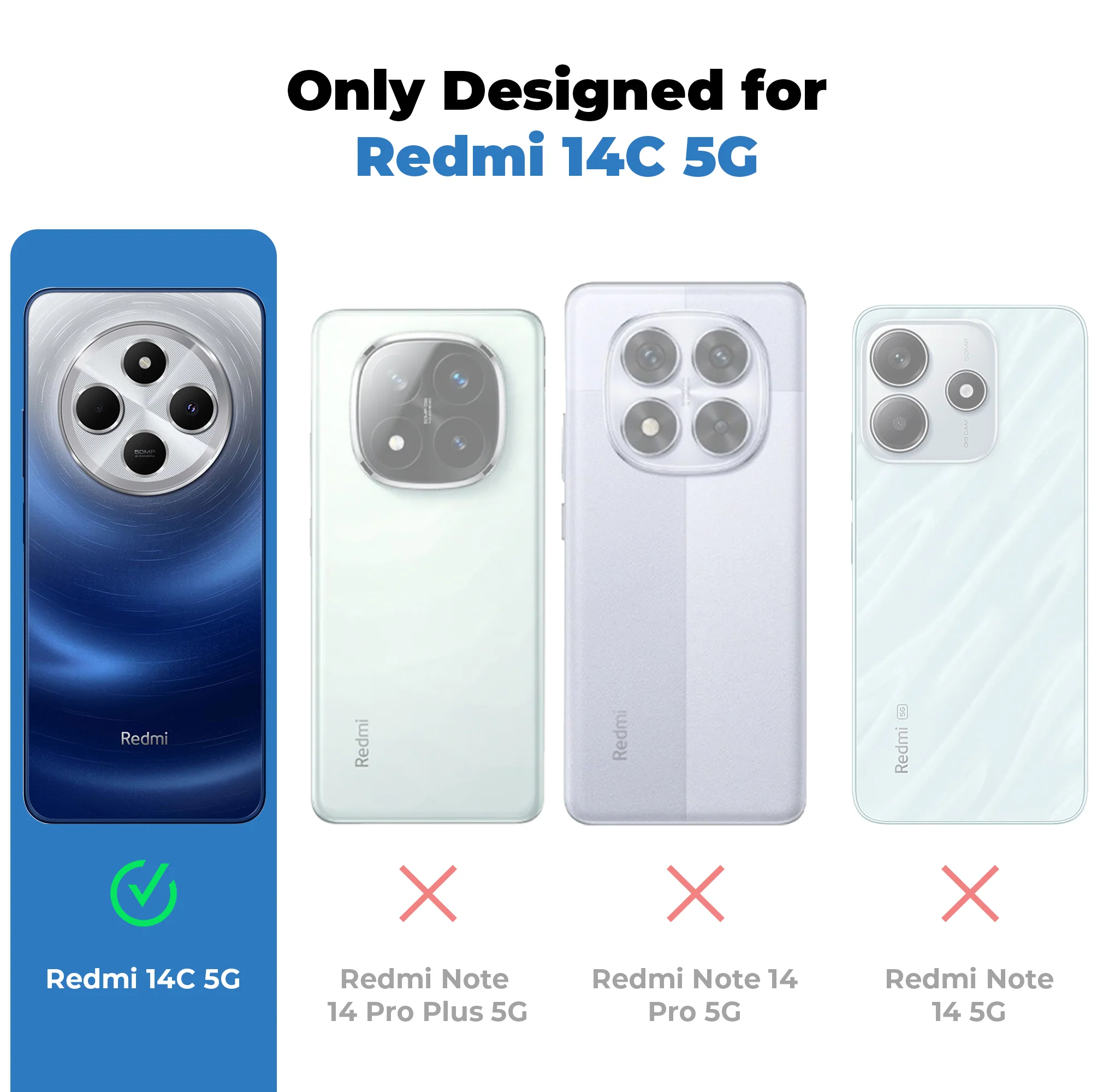 Crystal Clear Hard Anti-Yellow Transparent Back Cover Case For Redmi 14C 5G - Image 2