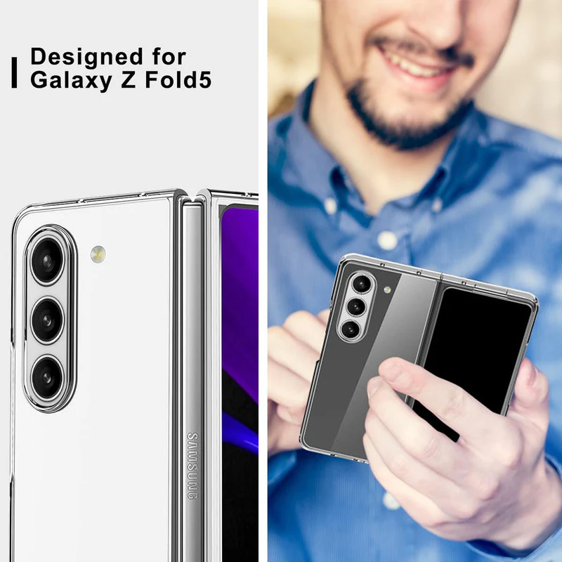 Crystal Clear Hard Anti-Yellow Transparent Back Cover Case For Samsung Z Fold 5 - Image 5