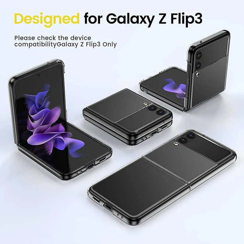 Crystal Clear Hard Anti-Yellow Transparent Back Cover Case For Samsung Z Flip 3 - Image 2