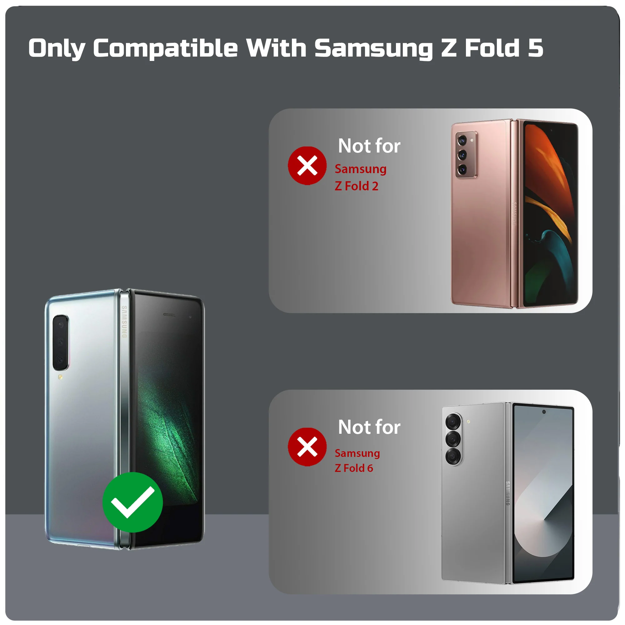 Crystal Clear Hard Anti-Yellow Transparent Back Cover Case For Samsung Z Fold - Image 2