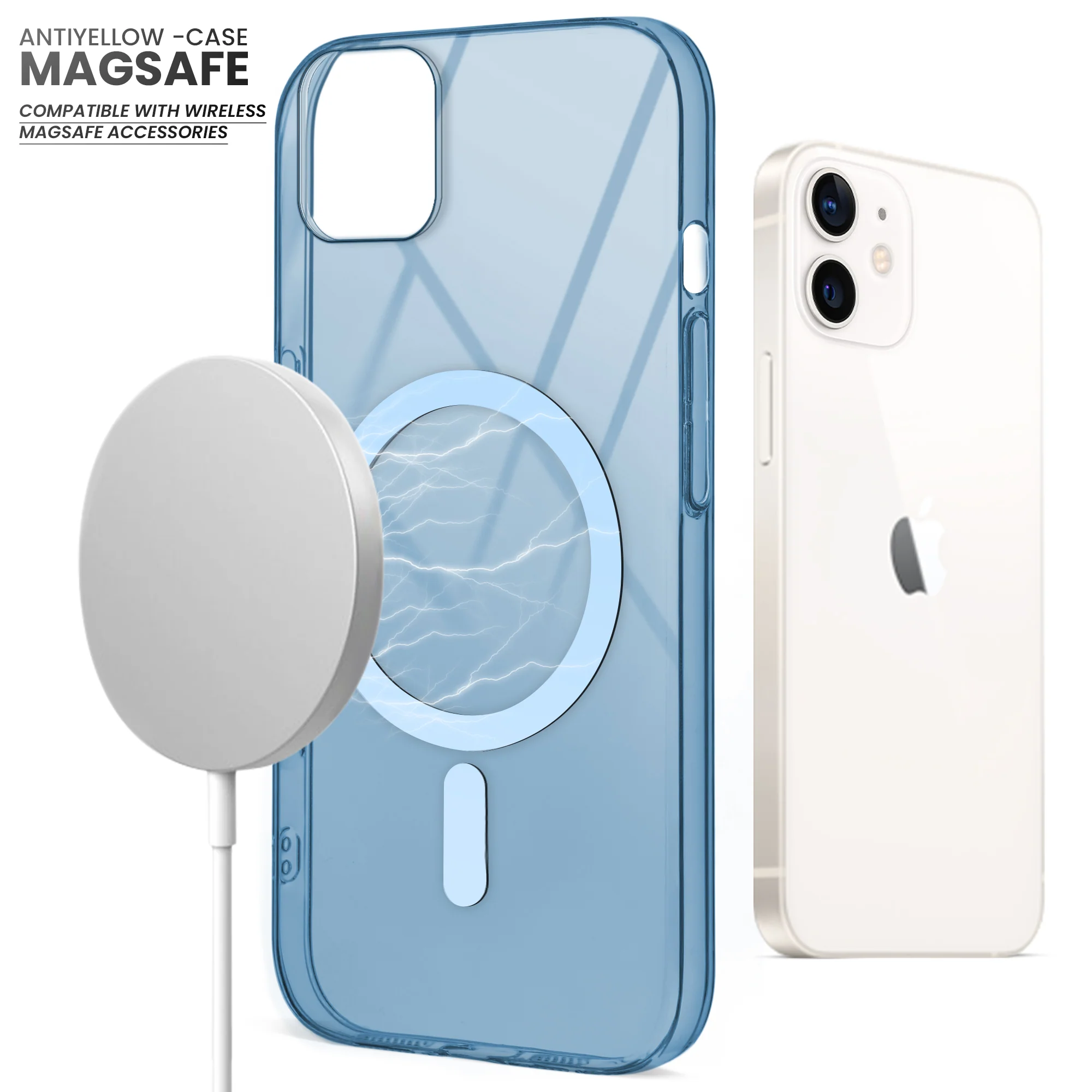 Colored Transparent Anti-Yellowing Wireless Charging Support Case For Apple iPhone 12 - Image 15