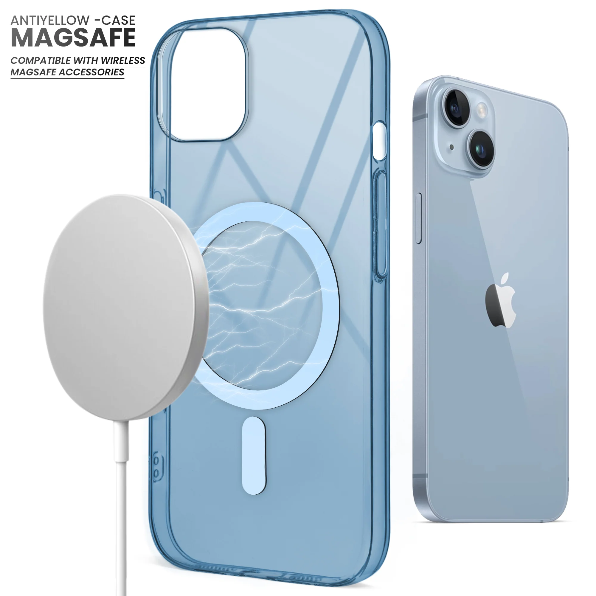 Colored Transparent Anti-Yellowing Wireless Charging Support Case For Apple iphone 13 - Image 36