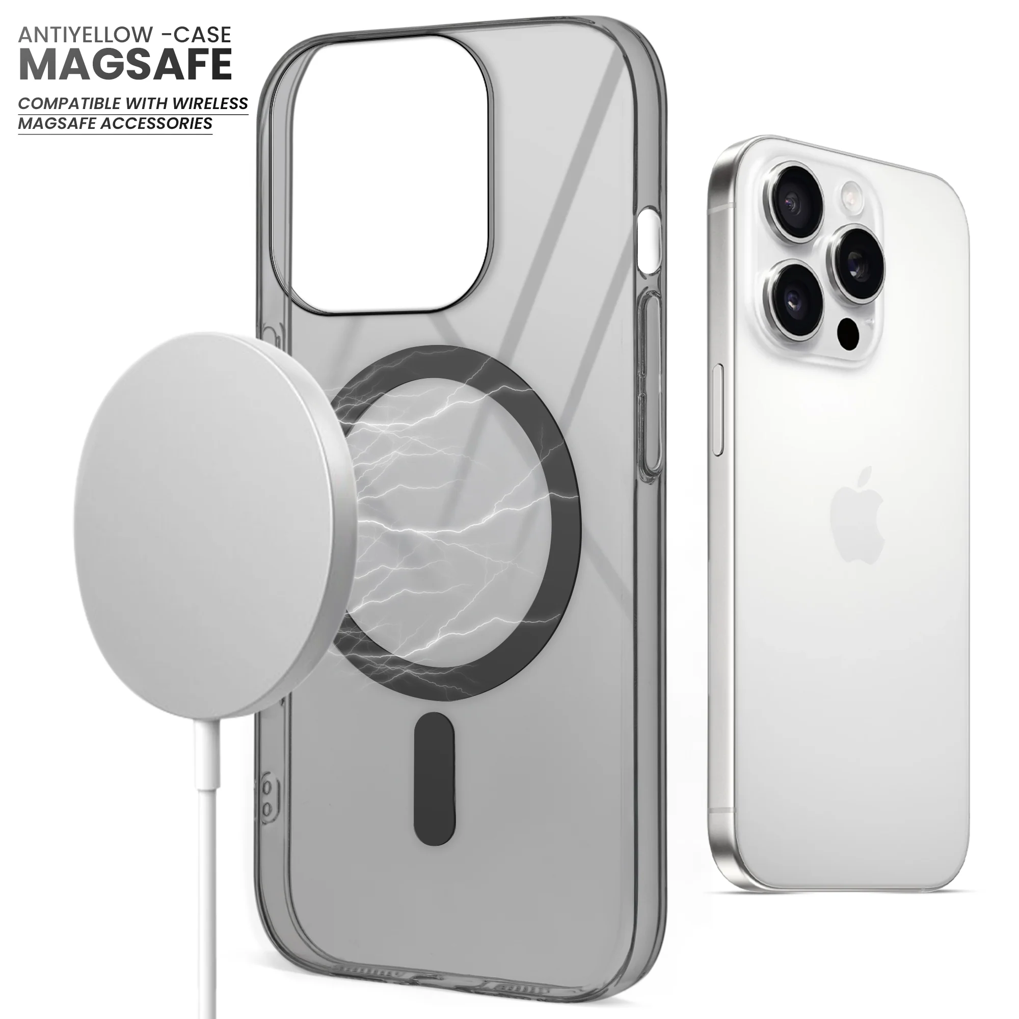 Colored Transparent Anti-Yellowing Wireless Charging Support Case For Apple iphone 13 Pro