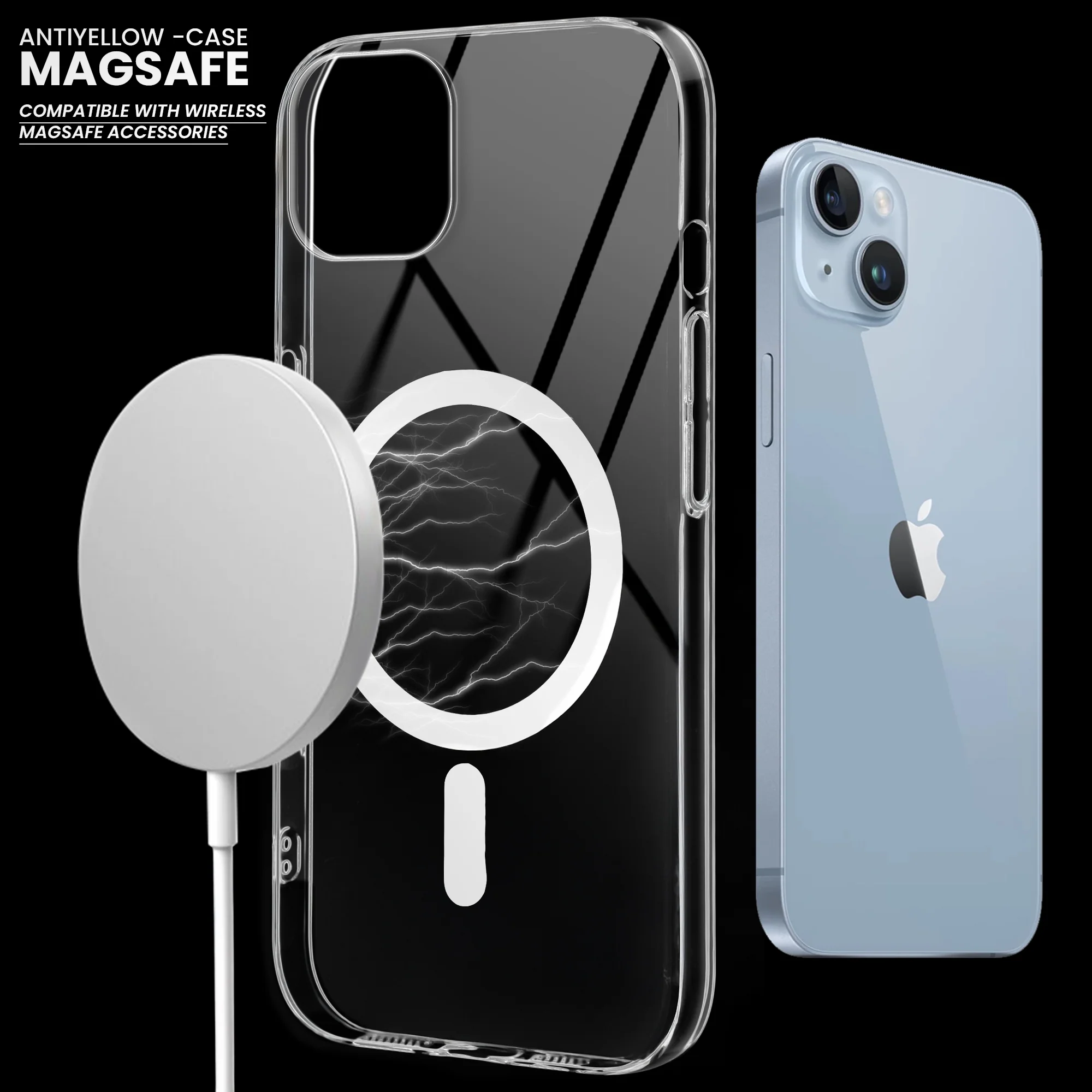 Colored Transparent Anti-Yellowing Wireless Charging Support Case For Apple iPhone 14 - Image 15