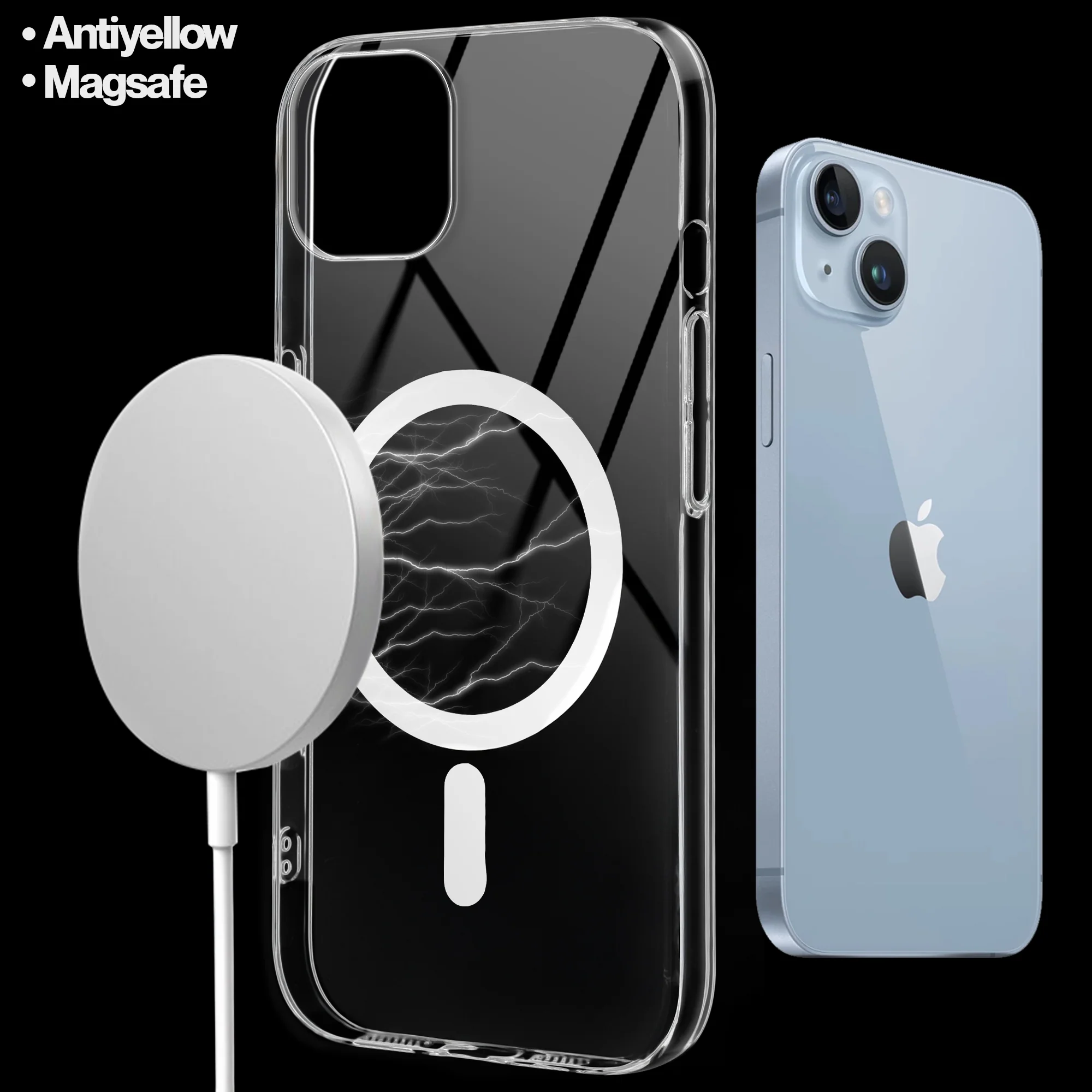 Colored Transparent Anti-Yellowing Wireless Charging Support Case For Apple iPhone 14 Plus - Image 15