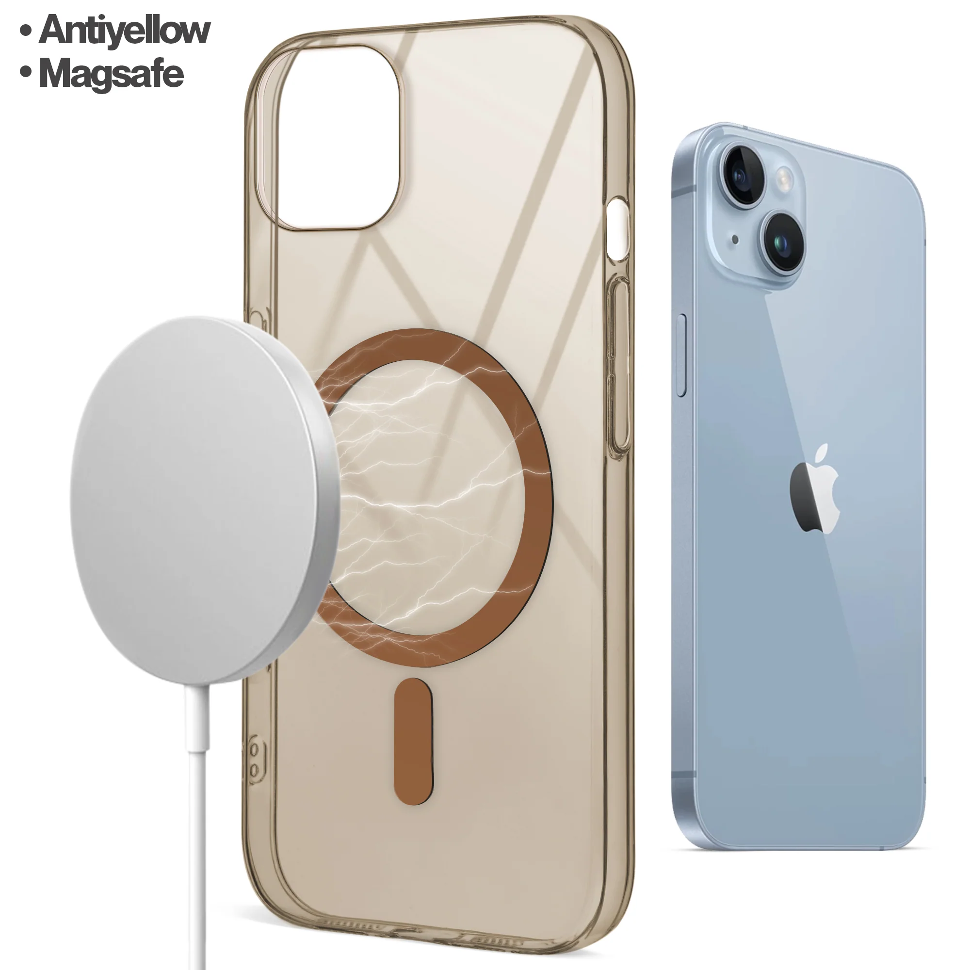 Colored Transparent Anti-Yellowing Wireless Charging Support Case For Apple iPhone 14 Plus - Image 8