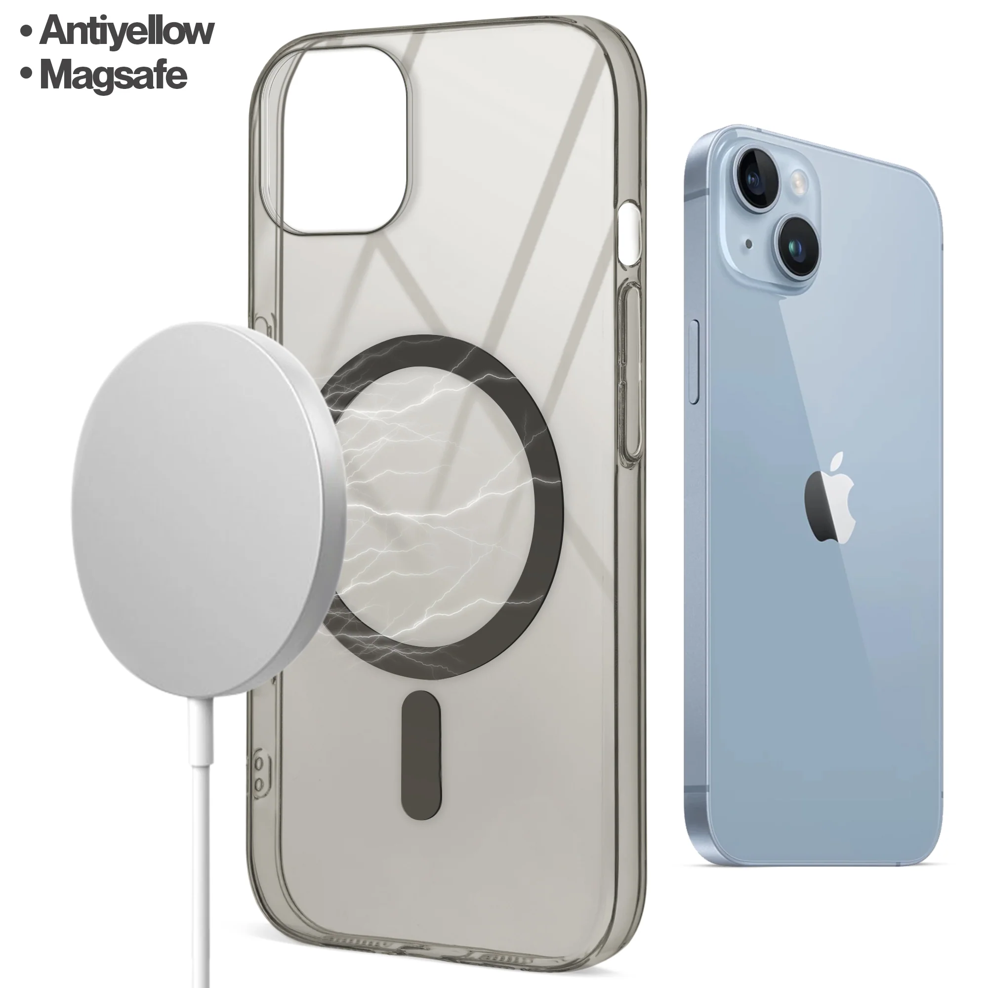 Colored Transparent Anti-Yellowing Wireless Charging Support Case For Apple iPhone 15 Plus - Image 29