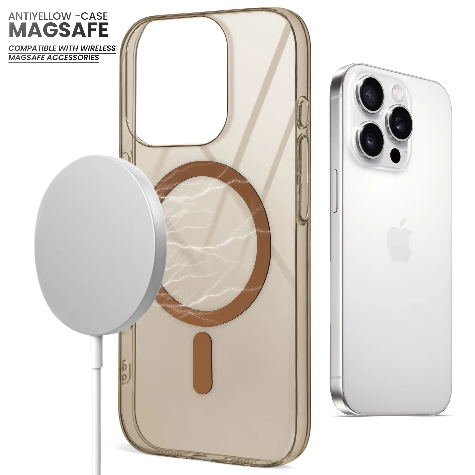 Colored Transparent Anti-Yellowing Wireless Charging Support Case For Apple iPhone 15 Pro - Image 8