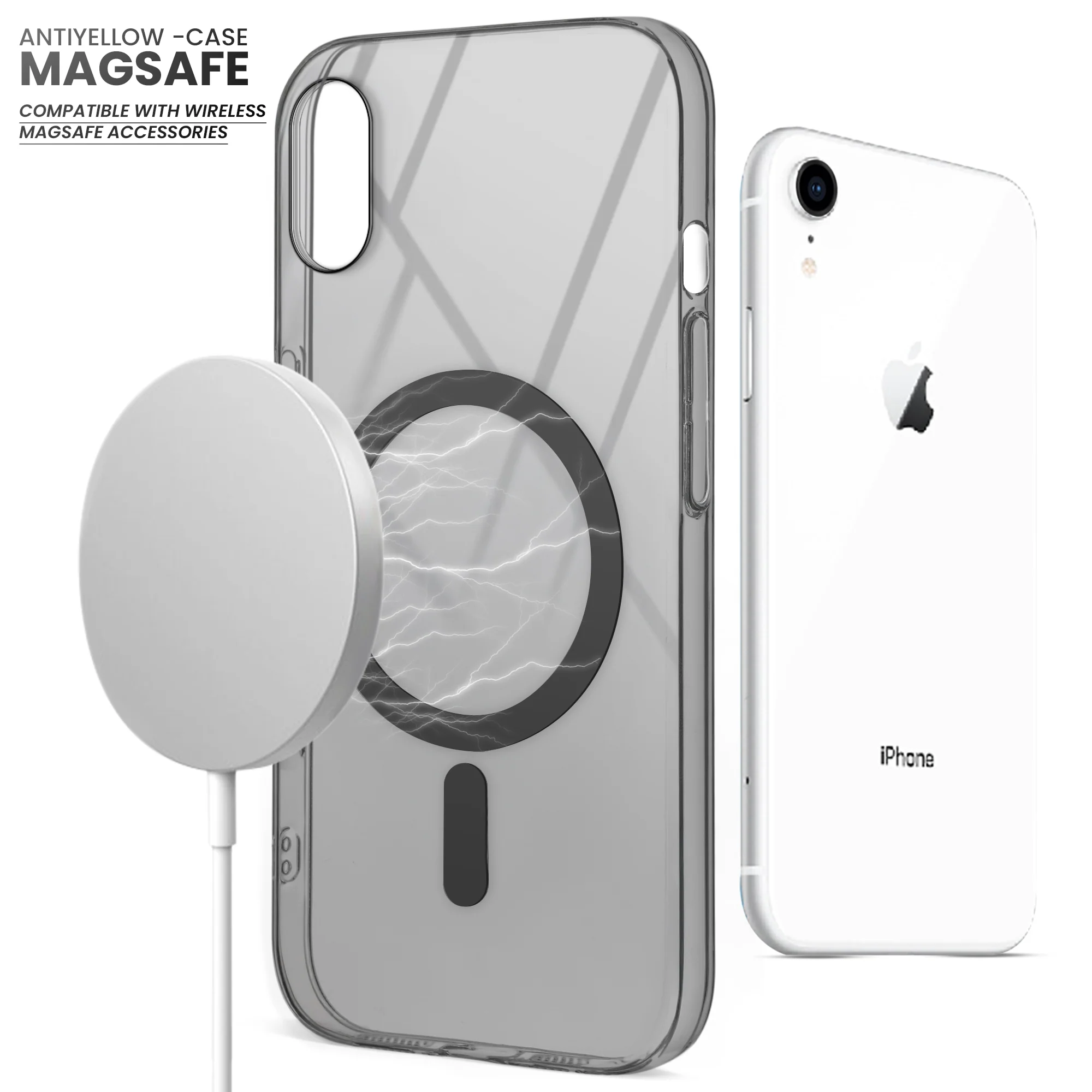Colored Transparent Anti-Yellowing Wireless Charging Support Case For Apple iPhone XR