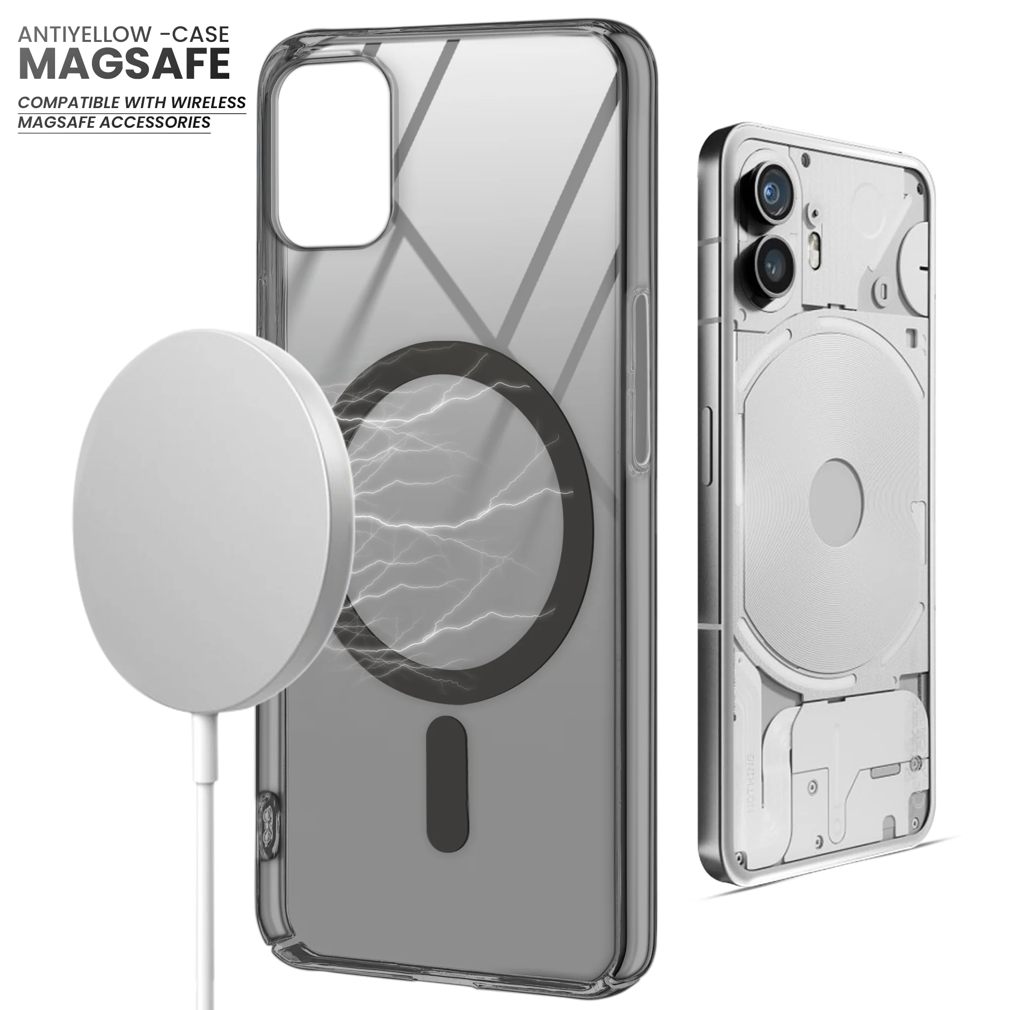 Colored Transparent Anti-Yellowing Wireless Charging Support Case For Nothing Phone 1