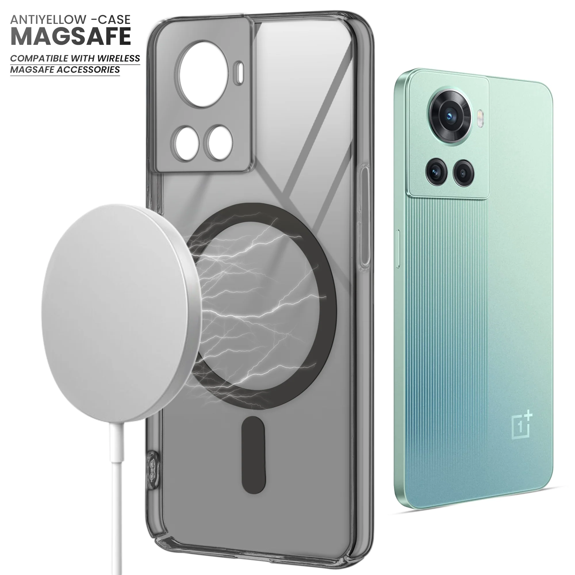 Colored Transparent Anti-Yellowing Wireless Charging Support Case For OnePlus 10R 5G