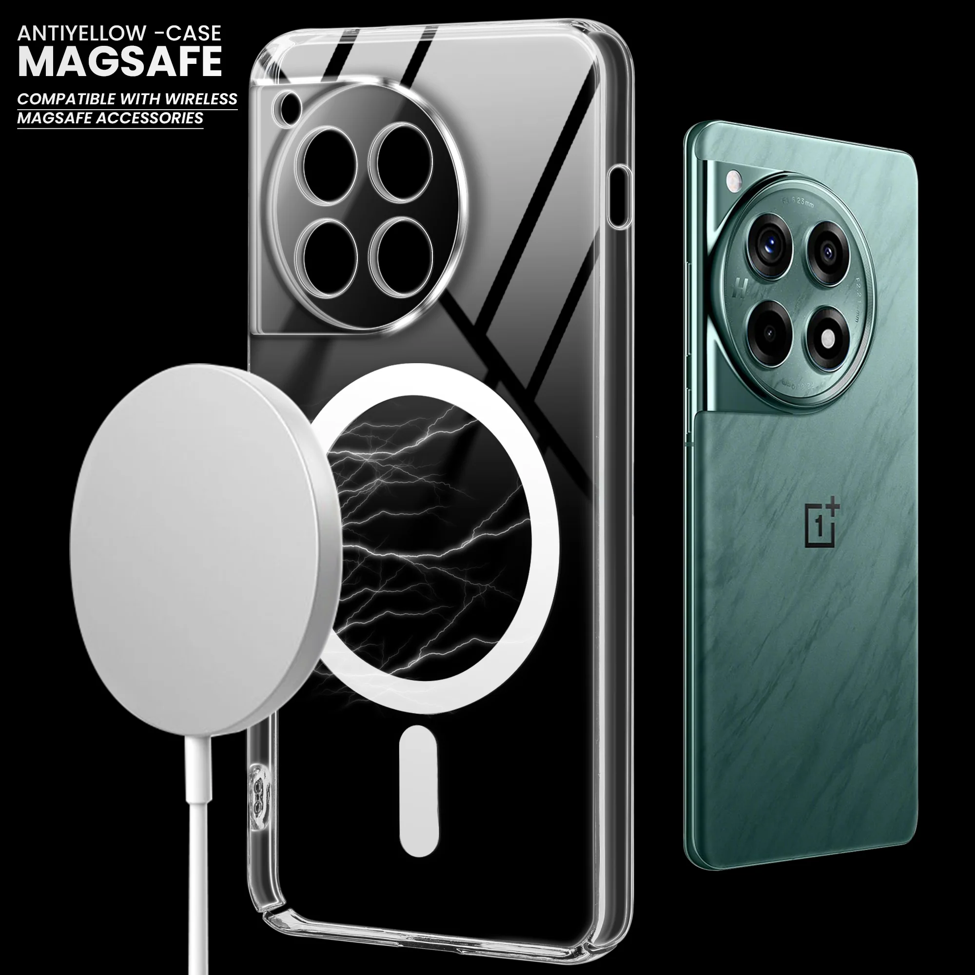 Colored Transparent Anti-Yellowing Wireless Charging Support Case For OnePlus 12R 5G - Image 8
