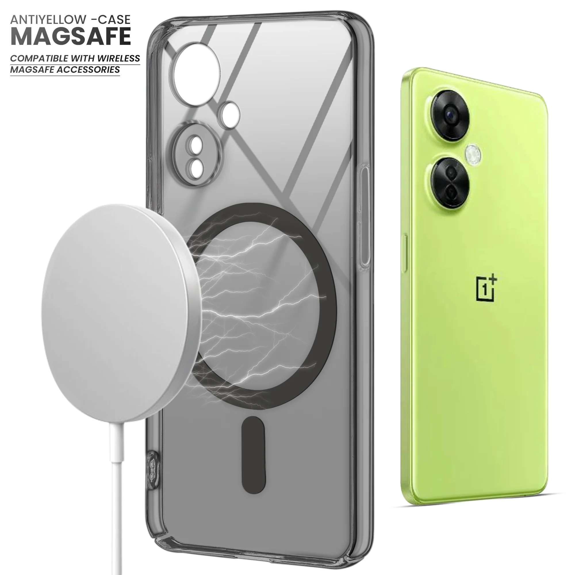 Colored Transparent Anti-Yellowing Wireless Charging Support Case For OnePlus Nord CE 3 Lite 5G