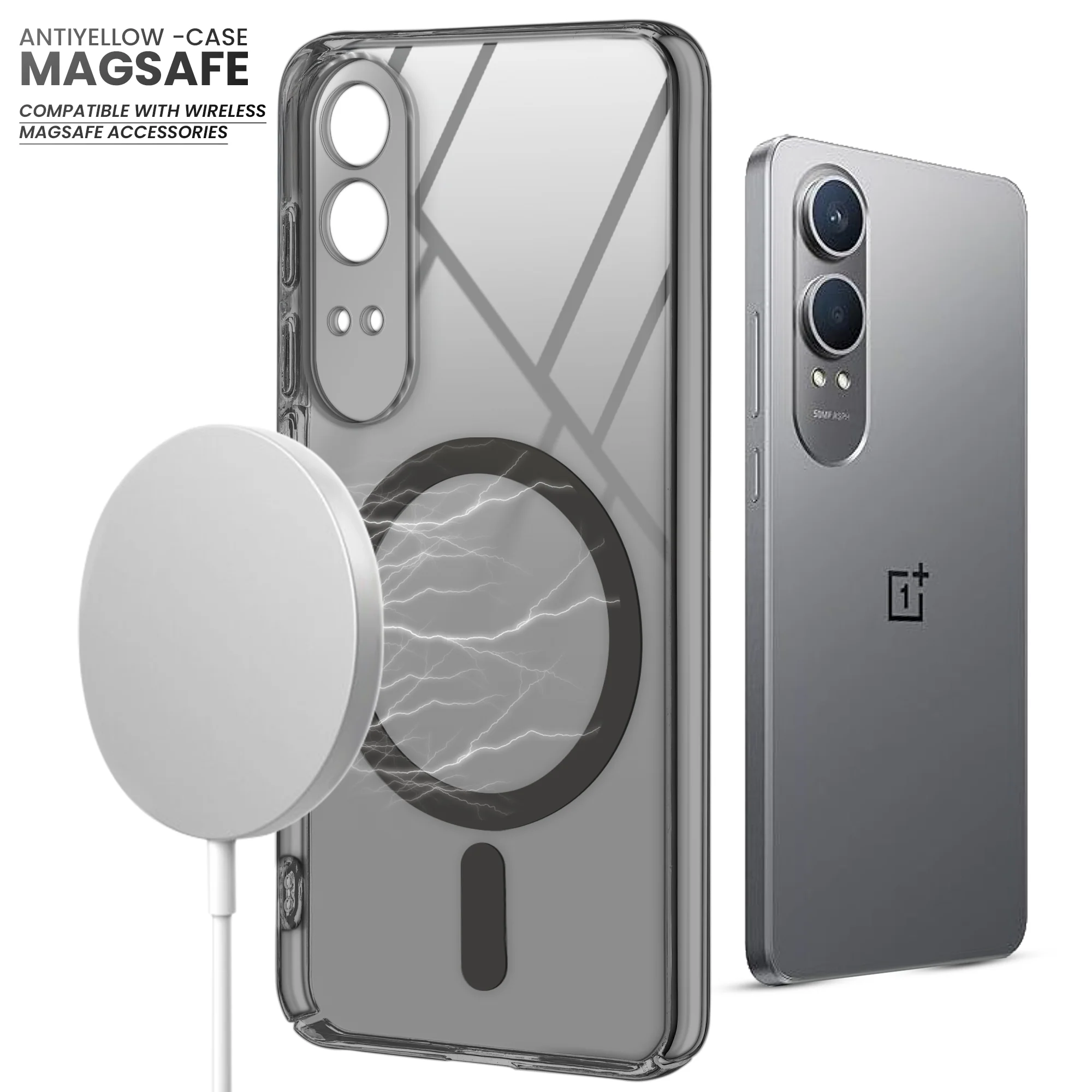 Colored Transparent Anti-Yellowing Wireless Charging Support Case For OnePlus Nord CE 4 Lite 5G