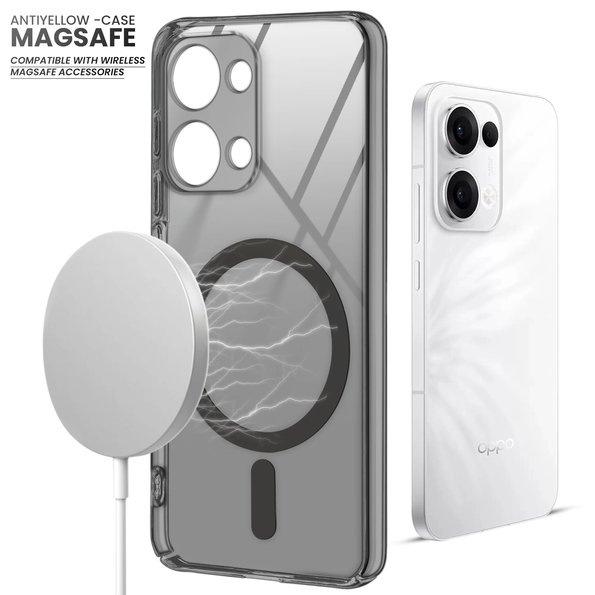 Colored Transparent Anti-Yellowing Wireless Charging Support Case For Oppo Reno 13 5G