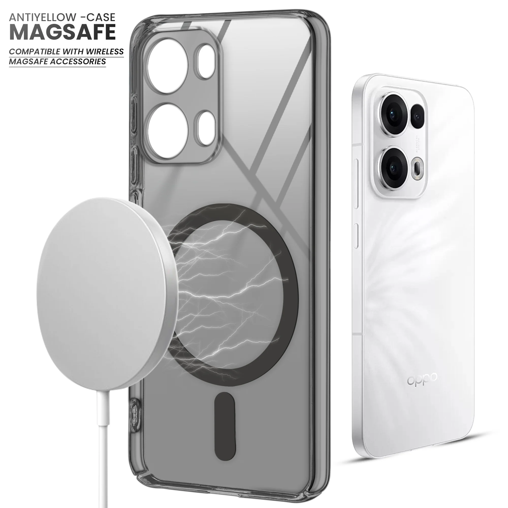 Colored Transparent Anti-Yellowing Wireless Charging Support Case For Oppo Reno 13 Pro 5G