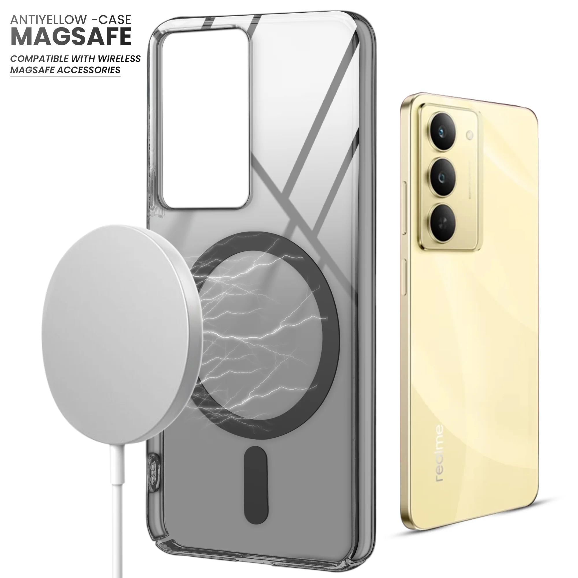 Colored Transparent Anti-Yellowing Wireless Charging Support Case For Realme Narzo 80x 5G