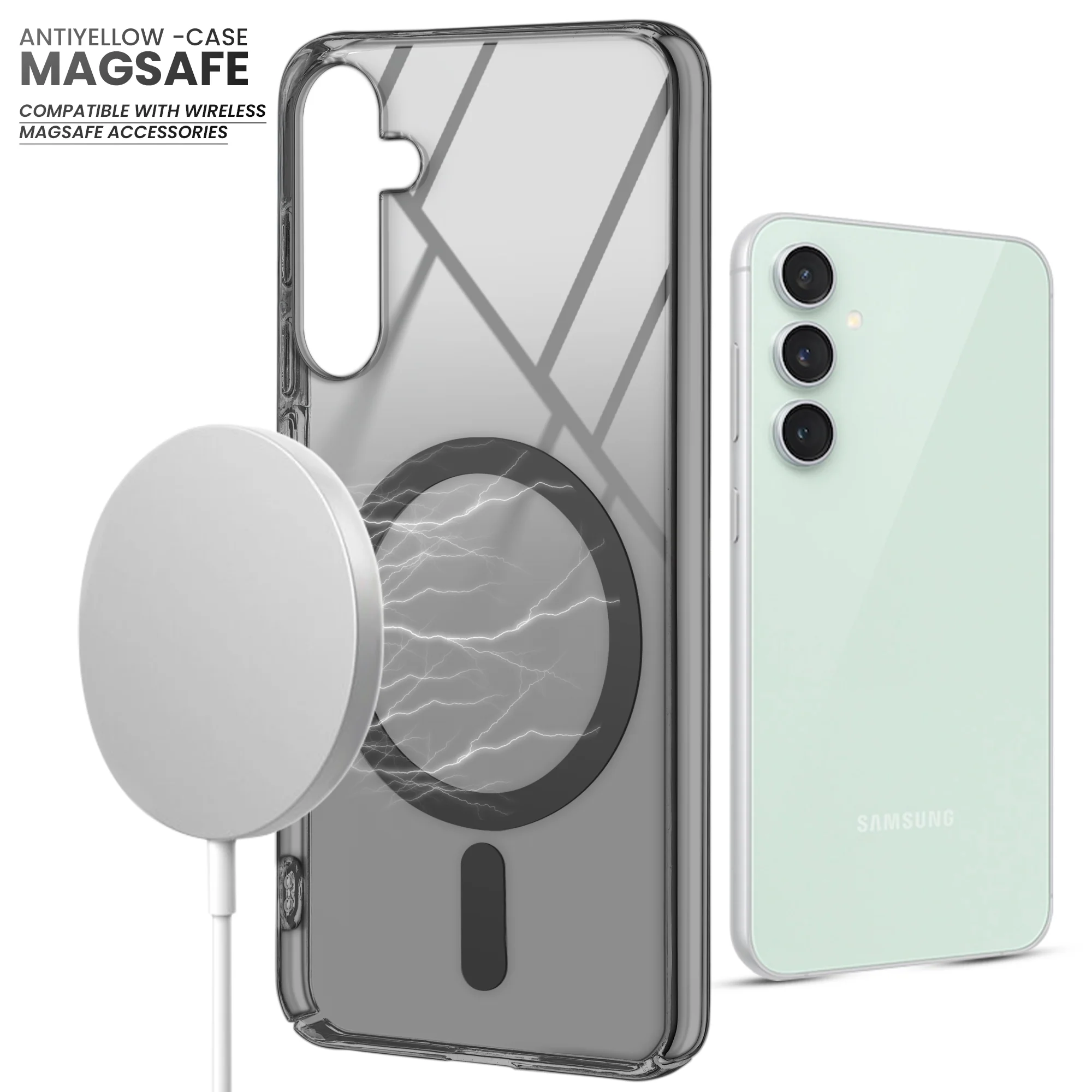 Colored Transparent Anti-Yellowing Wireless Charging Support Case For Samsung A34 5G
