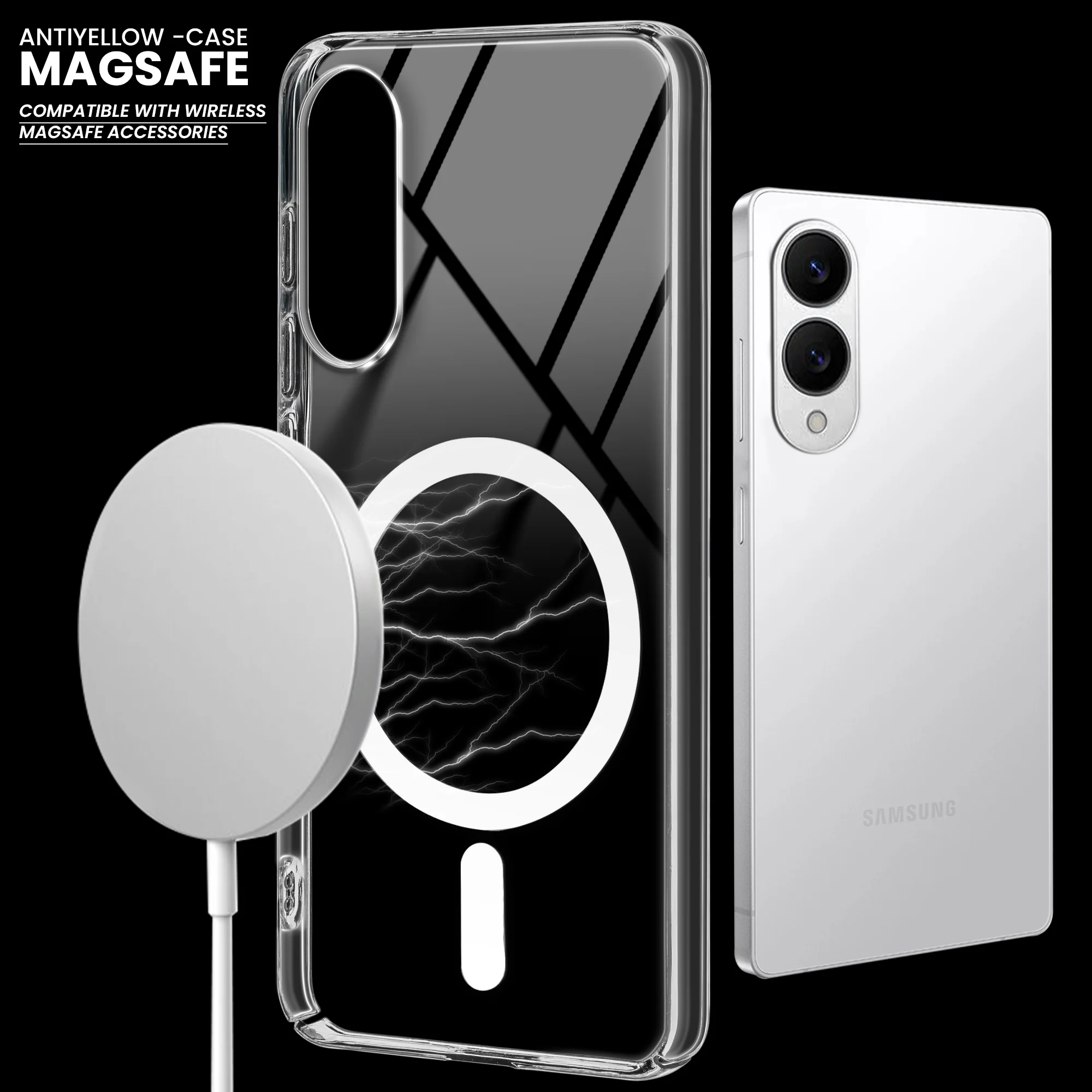 Colored Transparent Anti-Yellowing Wireless Charging Support Case For Samsung S25 Edge 5G - Image 8