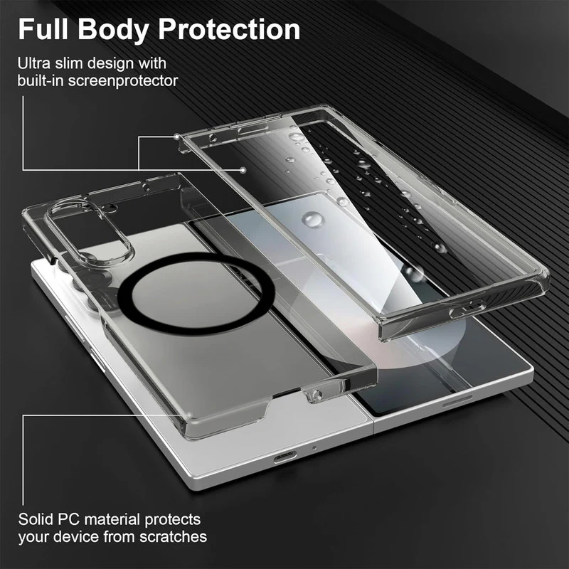 Colored Transparent Anti-Yellowing Wireless Charging Support Case For Samsung Z Fold 7 - Image 4