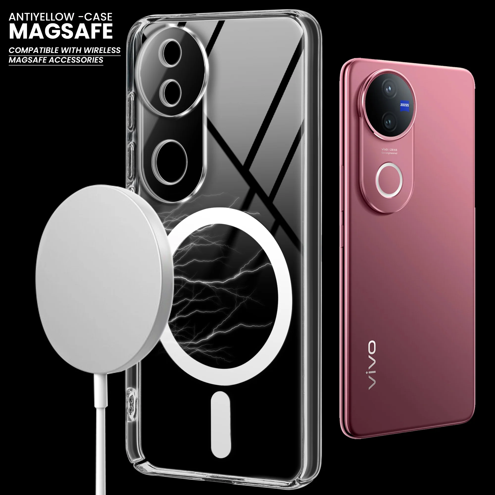 Colored Transparent Anti-Yellowing Wireless Charging Support Case For Vivo V50 5G - Image 8