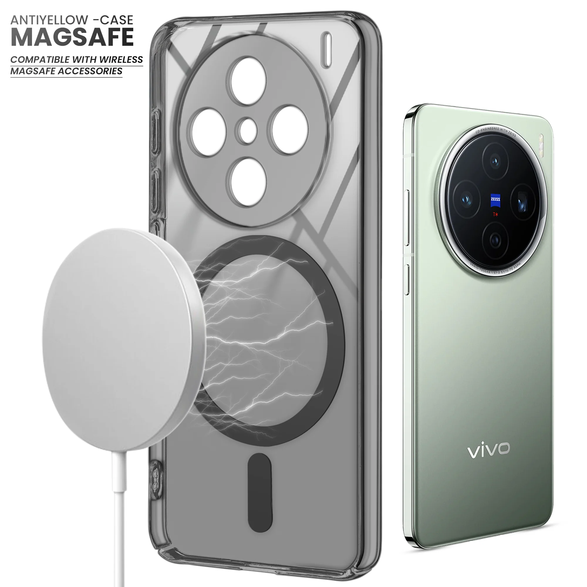 Colored Transparent Anti-Yellowing Wireless Charging Support Case For Vivo X200 5G