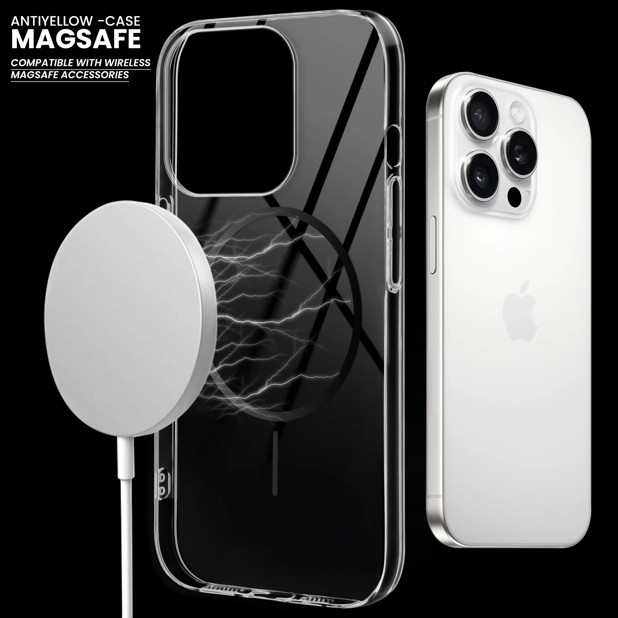 Crystal Clear Anti-Yellowing Wireless Charging Support Case For Apple iphone 13 Pro Max