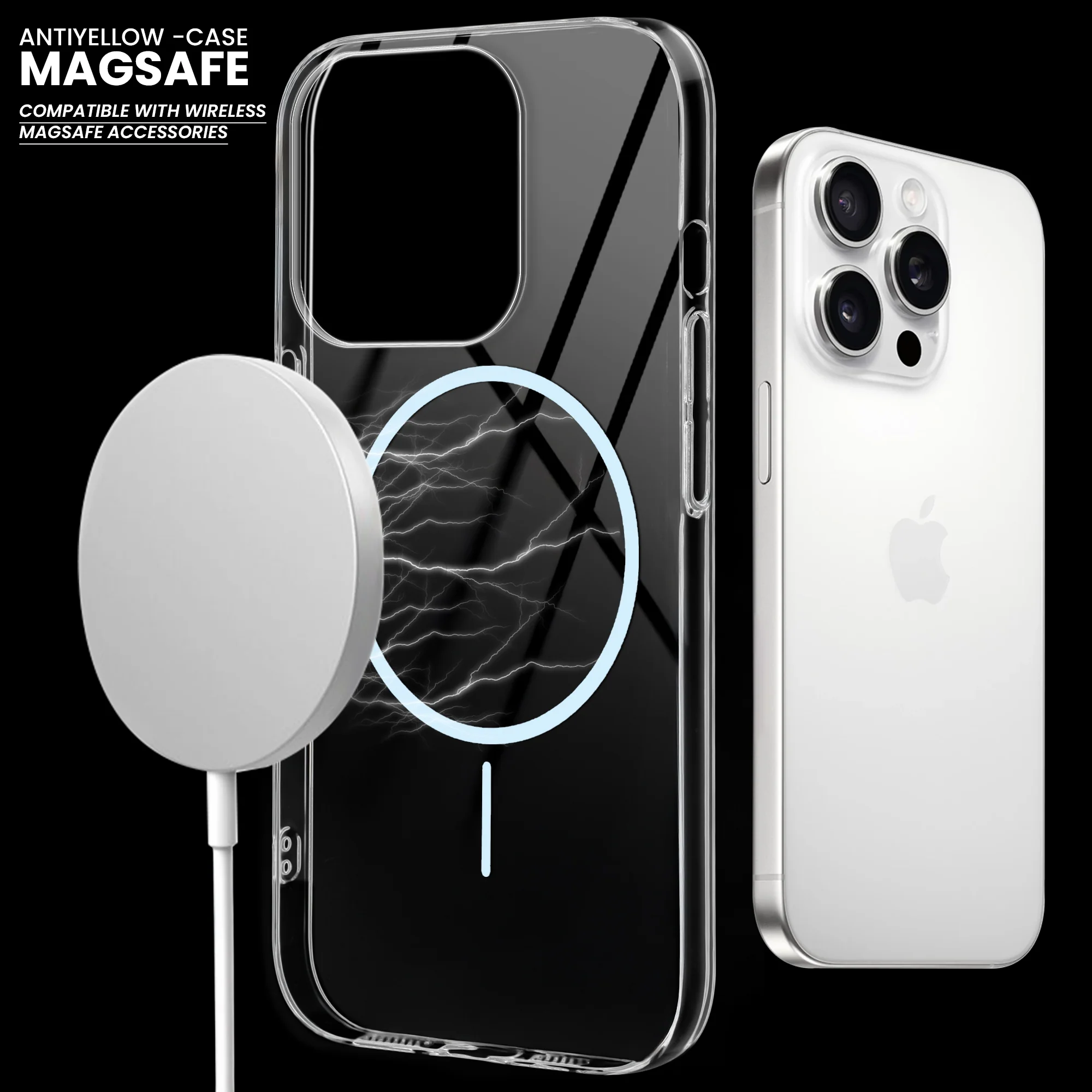 Crystal Clear Anti-Yellowing Wireless Charging Support Case For Apple iphone 14 Pro Max - Image 36