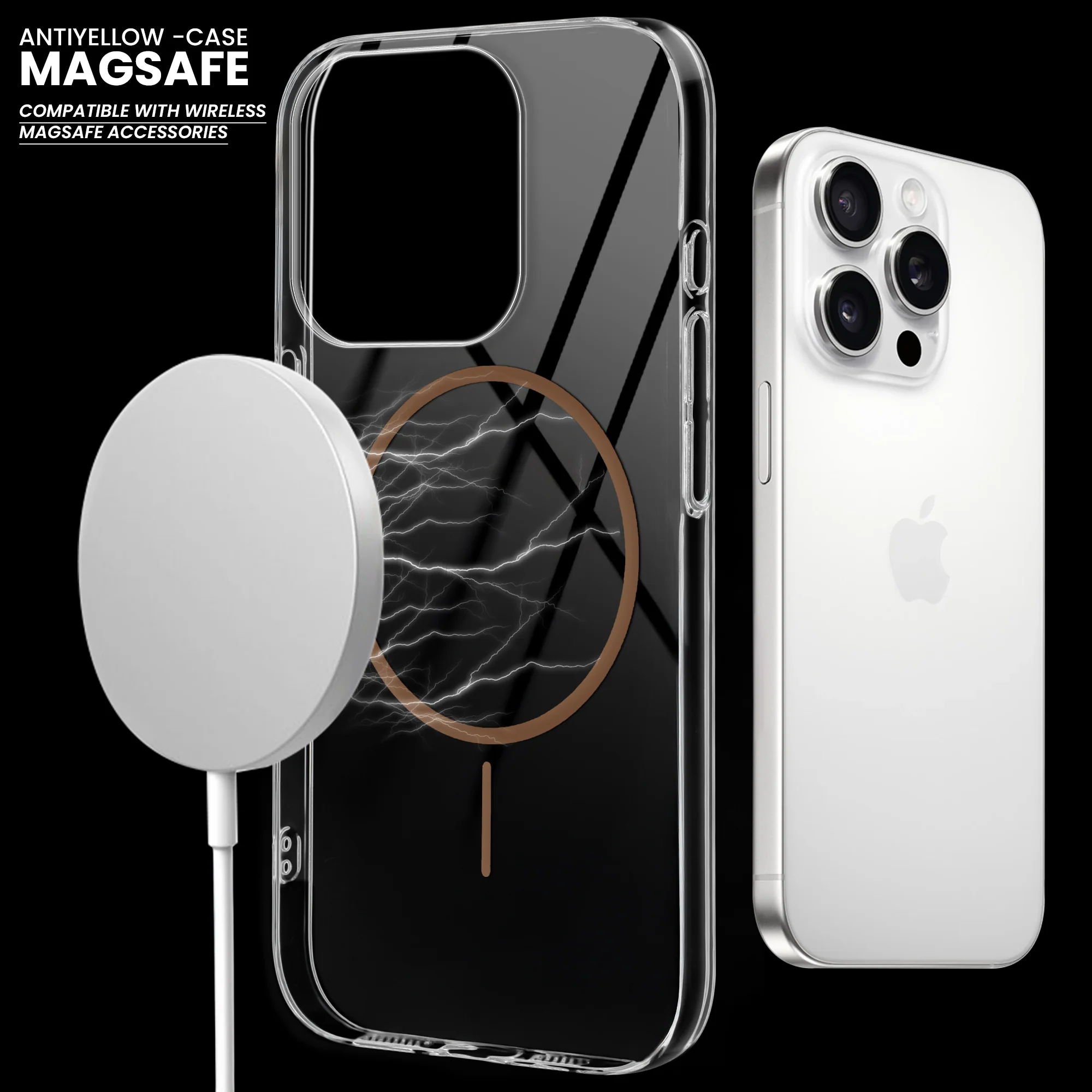 Crystal Clear Anti-Yellowing Wireless Charging Support Case For Apple iPhone 15 Pro - Image 29