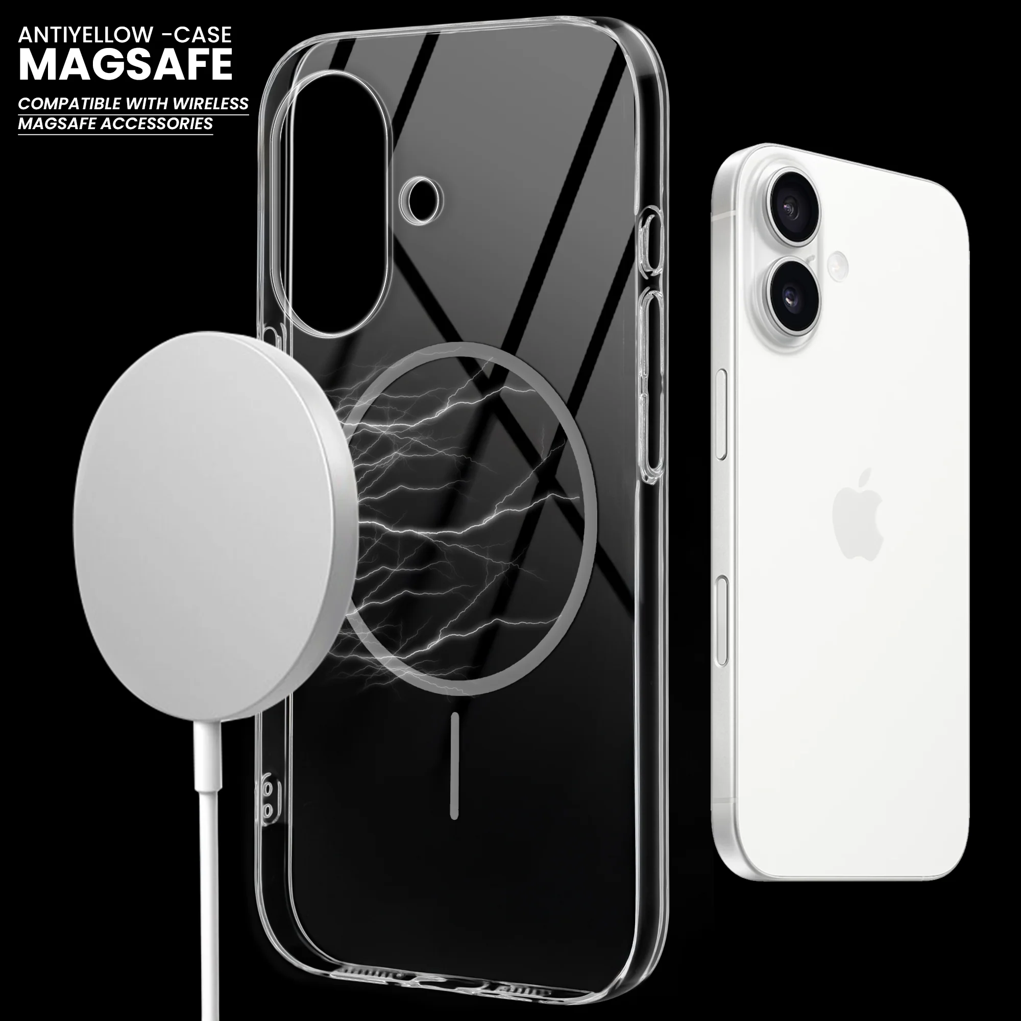Crystal Clear Anti-Yellowing Wireless Charging Support Case For Apple iPhone 16 Plus - Image 43