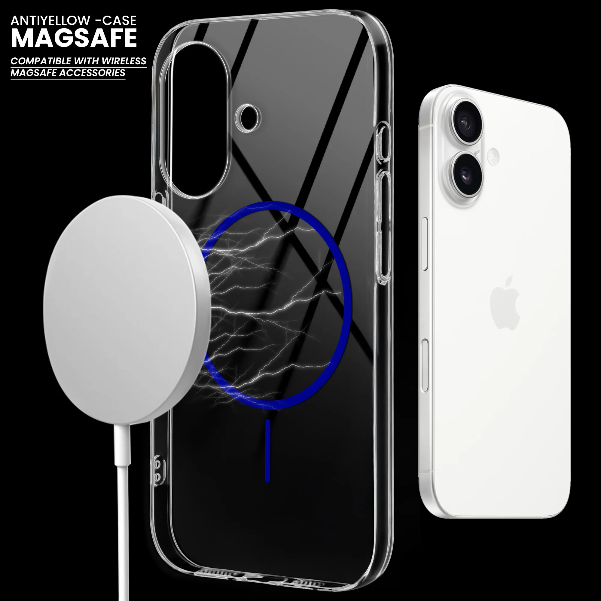 Crystal Clear Anti-Yellowing Wireless Charging Support Case For Apple iPhone 16 Plus - Image 50