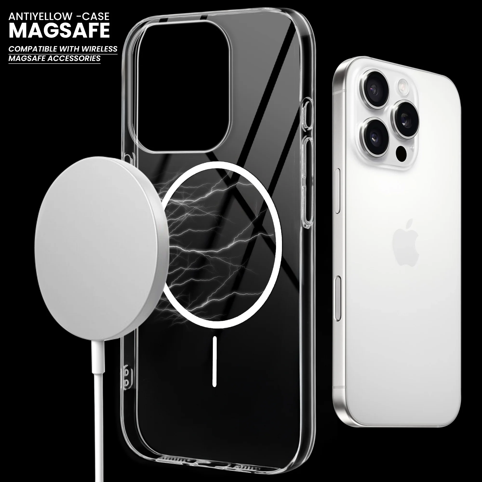 Crystal Clear Anti-Yellowing Wireless Charging Support Case For Apple iPhone 16 Pro - Image 22