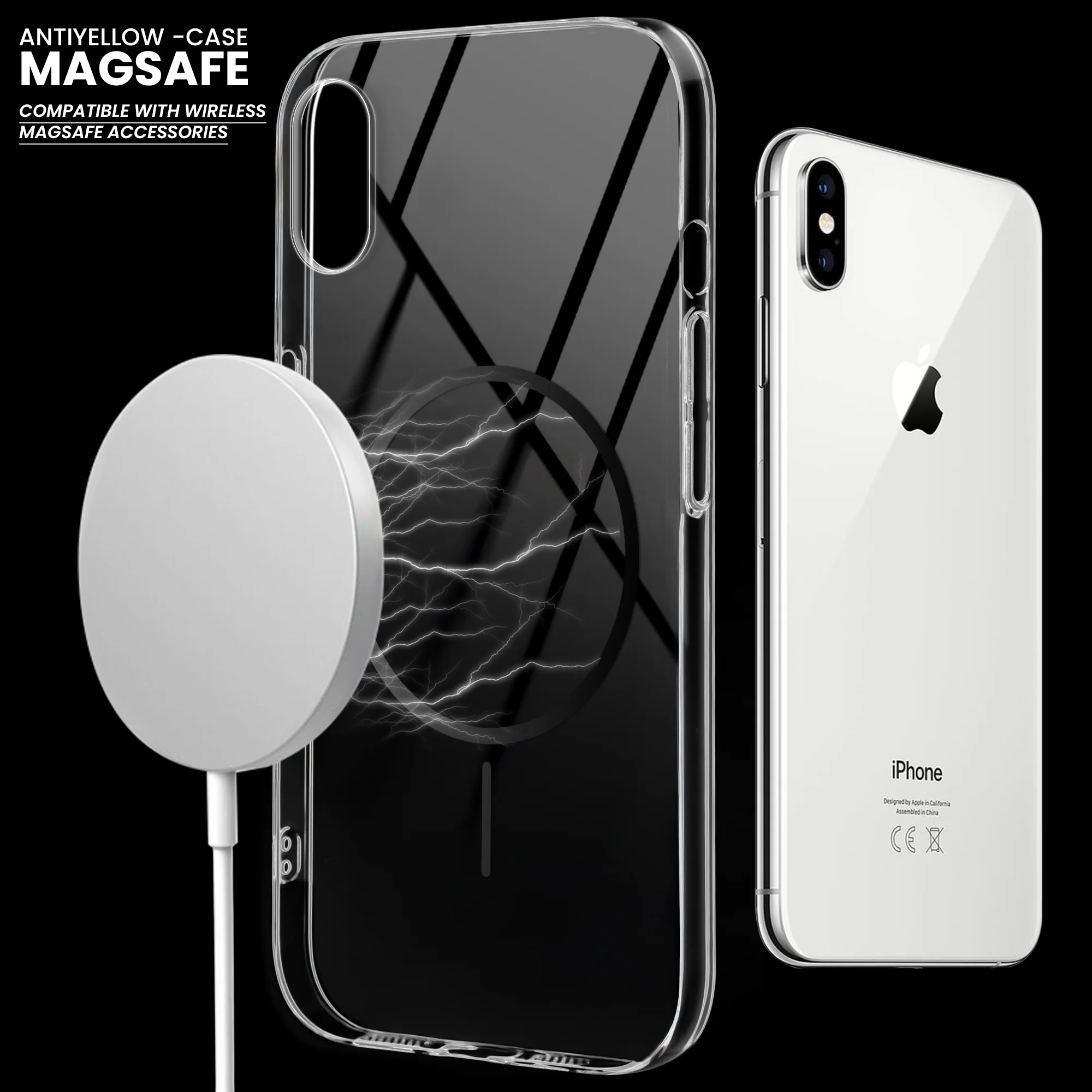 Crystal Clear Anti-Yellowing Wireless Charging Support Case For Apple iPhone X