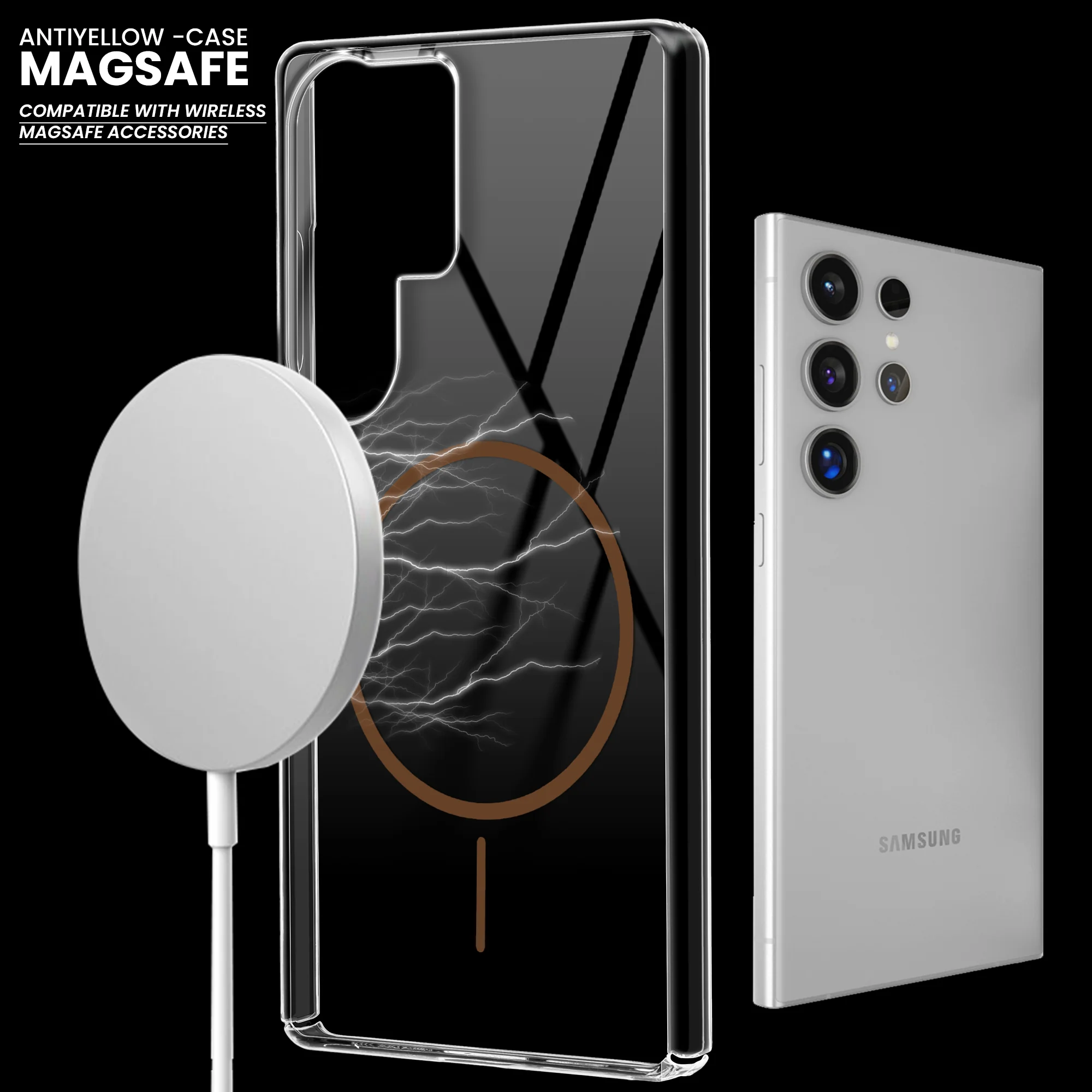 Crystal Clear Anti-Yellowing Wireless Charging Support Case For Samsung S24 Ultra 5G - Image 29