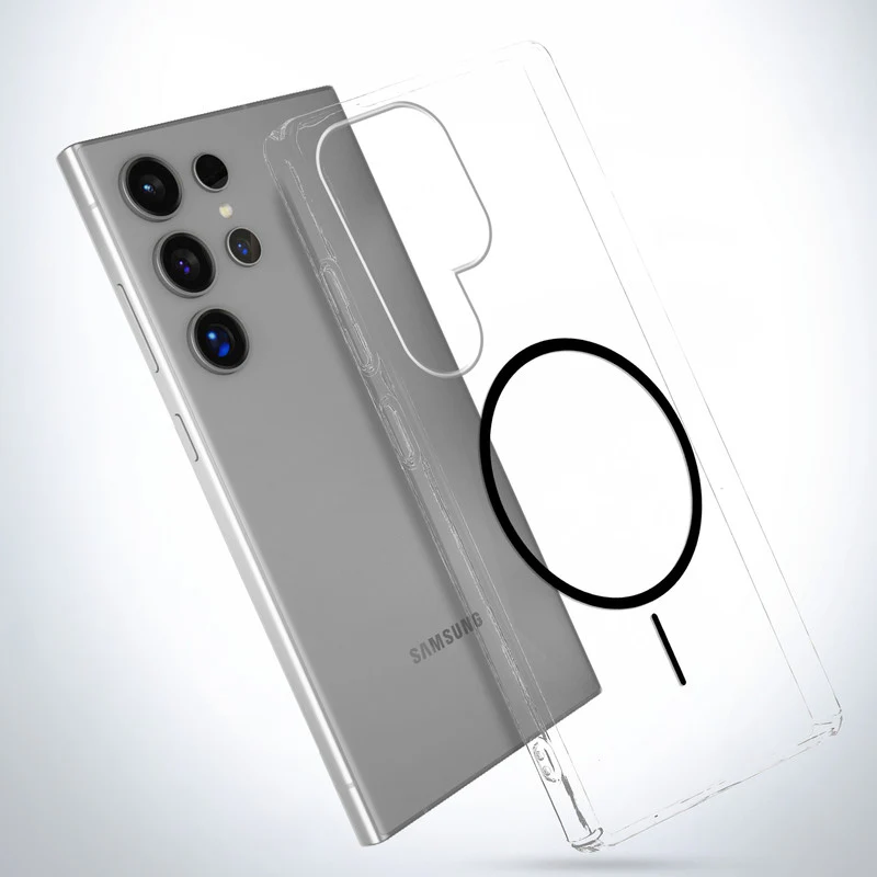 Crystal Clear Anti-Yellowing Wireless Charging Support Case For Samsung S24 Ultra 5G - Image 3