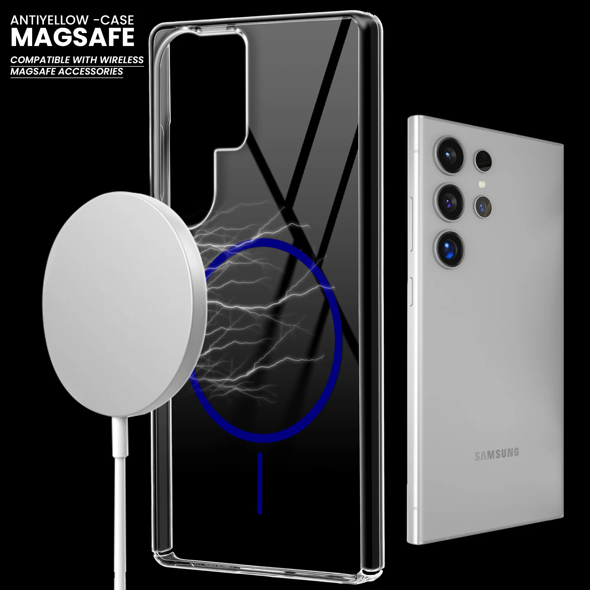 Crystal Clear Anti-Yellowing Wireless Charging Support Case For Samsung S24 Ultra 5G - Image 43