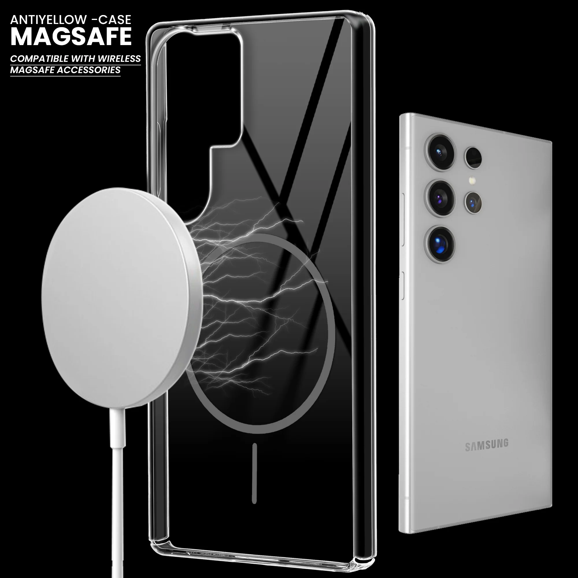 Crystal Clear Anti-Yellowing Wireless Charging Support Case For Samsung S24 Ultra 5G - Image 8