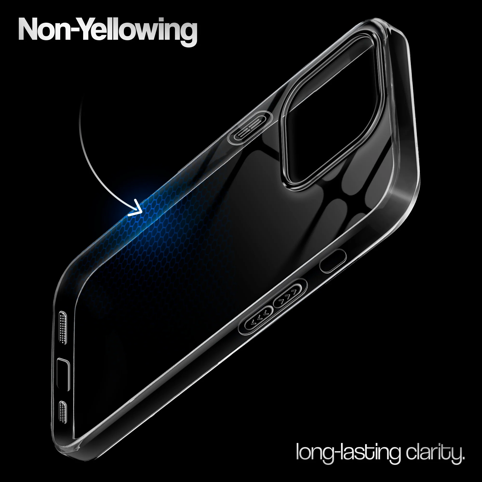 Crystal Clear Anti-Yellow Transparent Back Cover Case With Camera Ring Protection for Apple iPhone 14 Pro