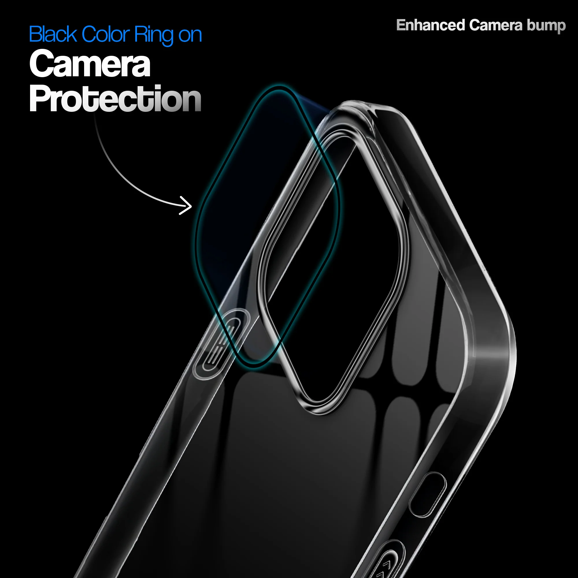 Crystal Clear Anti-Yellow Transparent Back Cover Case With Camera Ring Protection for Apple iPhone 15 Pro Max - Image 3