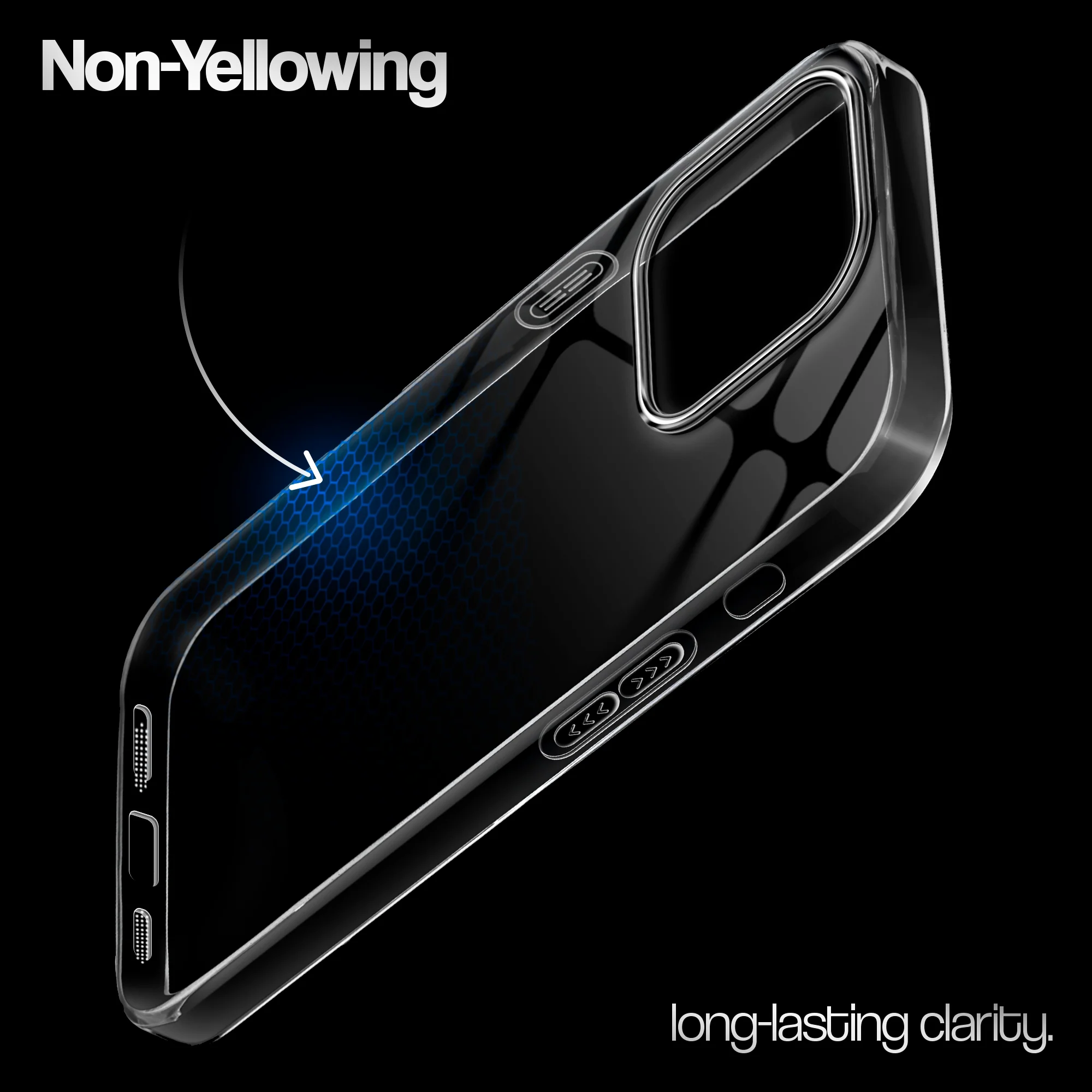 Crystal Clear Anti-Yellow Transparent Back Cover Case With Camera Ring Protection for Apple iPhone 15 Pro Max - Image 7