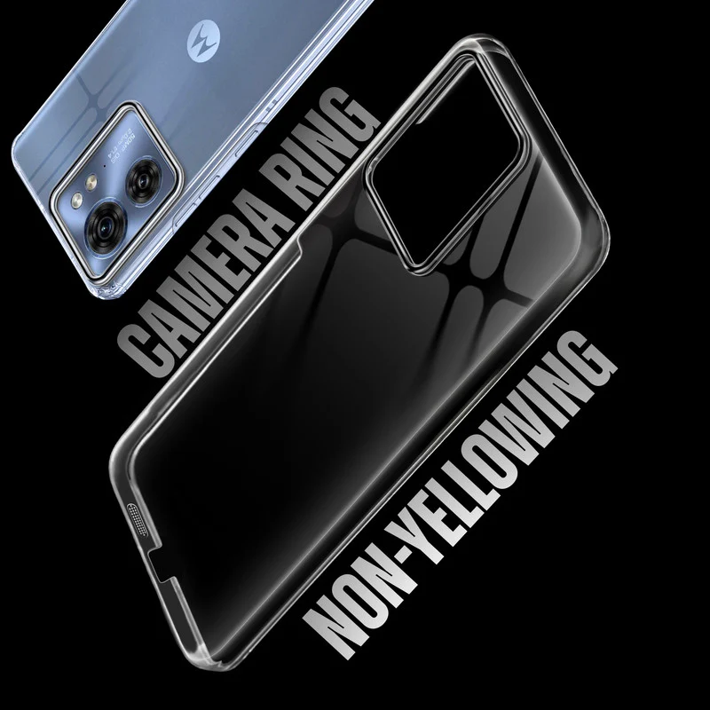 Crystal Clear Anti-Yellow Transparent Back Cover Case With Camera Ring Protection for Motorola Moto Edge 40 5G