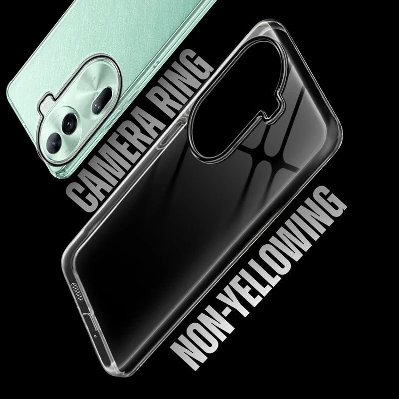 Crystal Clear Anti-Yellow Transparent Back Cover Case With Camera Ring Protection for Oppo Reno 11 Pro 5G