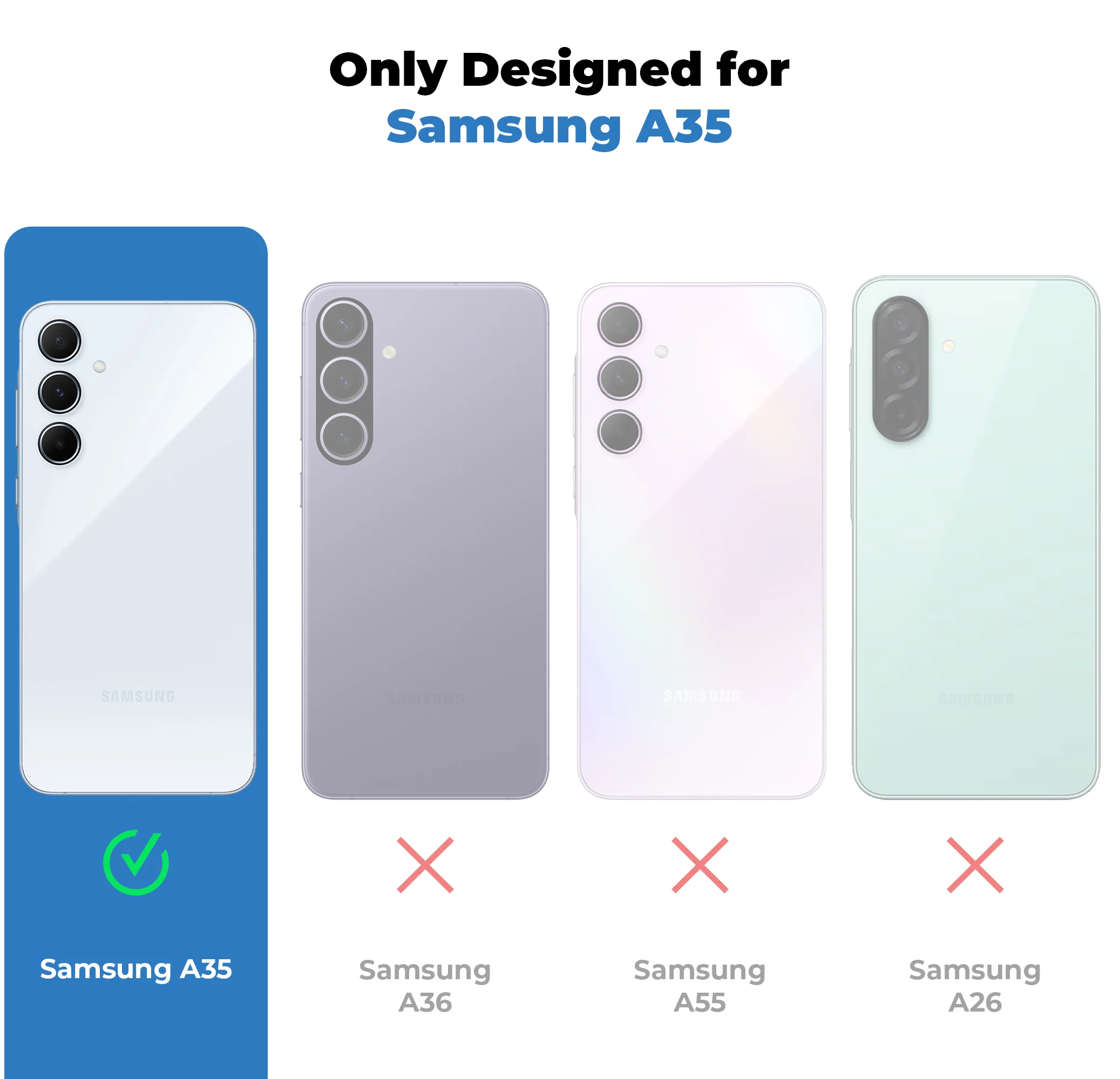 Crystal Clear Anti-Yellow Transparent Back Cover Case With Camera Ring Protection for Samsung A35 5G - Image 2