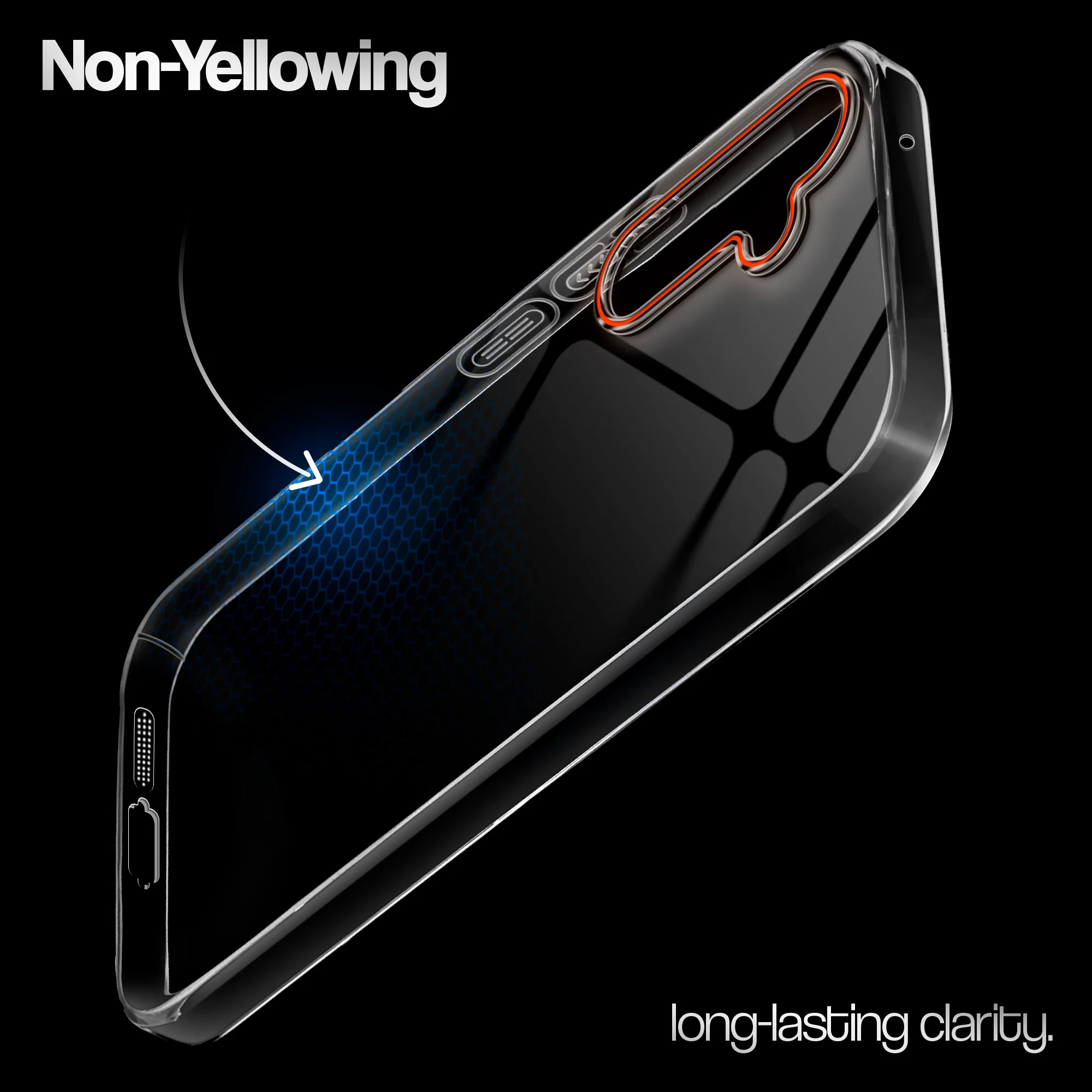 Crystal Clear Anti-Yellow Transparent Back Cover Case With Camera Ring Protection for Samsung A55 5G