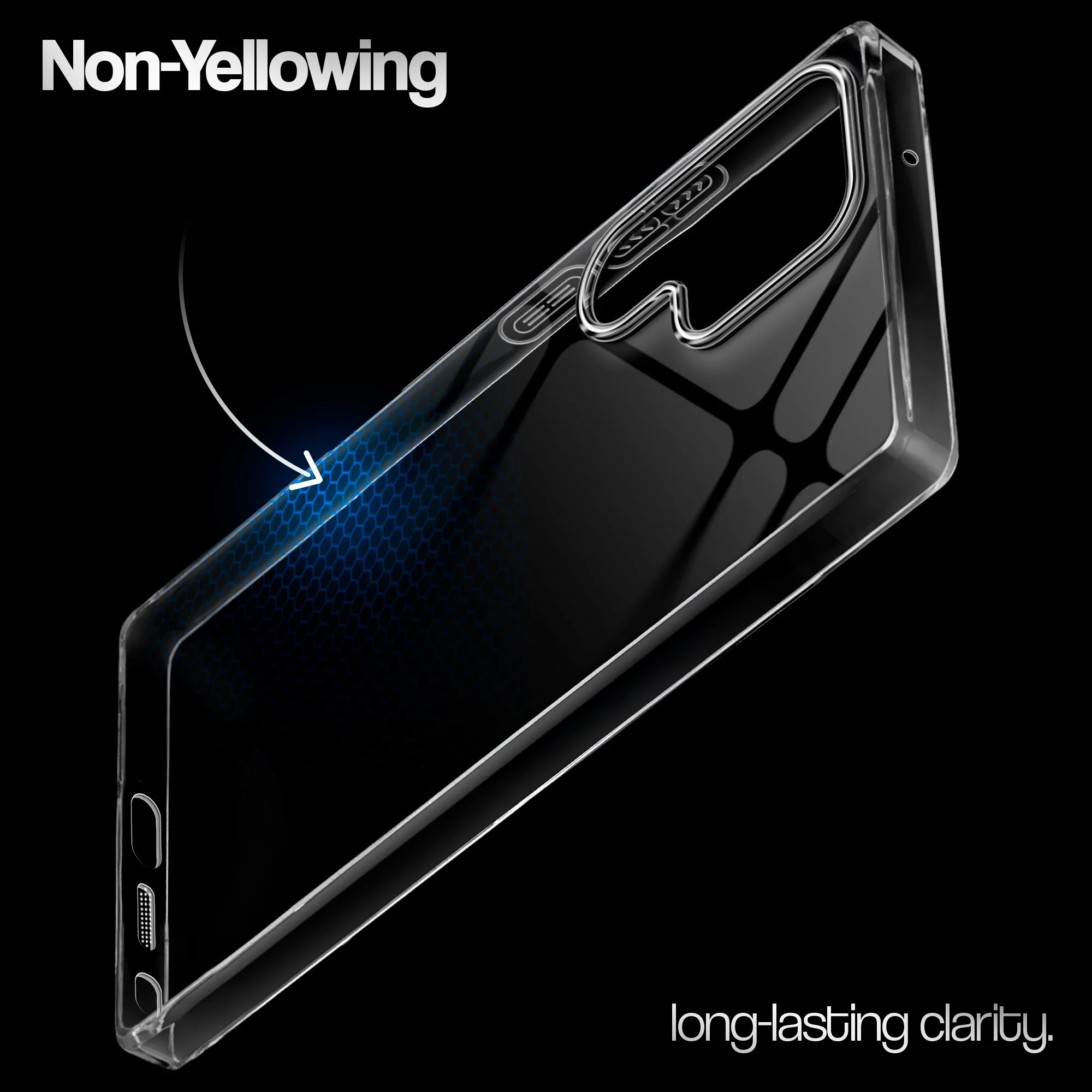 Crystal Clear Anti-Yellow Transparent Back Cover Case With Camera Ring Protection for Samsung S23 Ultra 5G