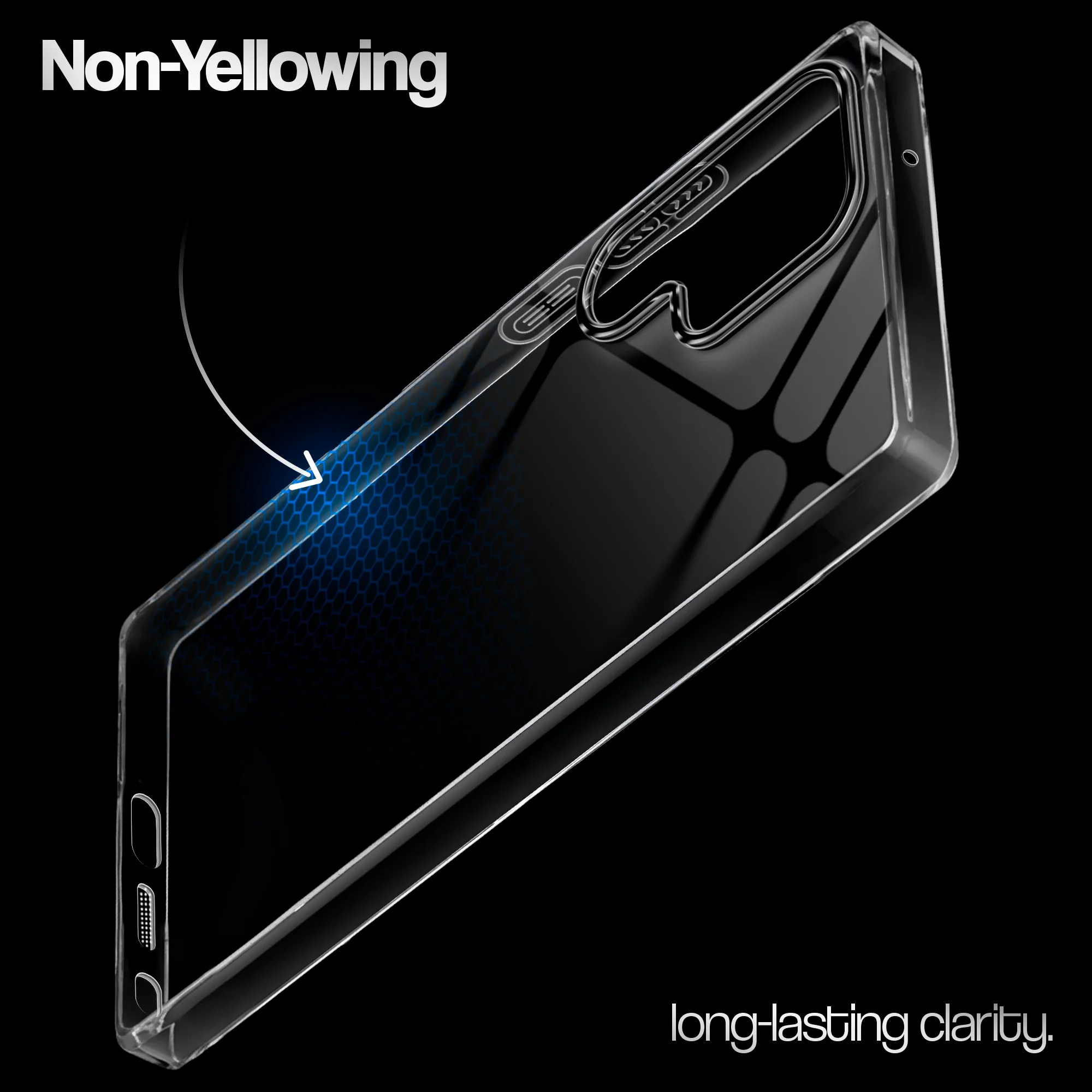 Crystal Clear Anti-Yellow Transparent Back Cover Case With Camera Ring Protection for Samsung S23 Ultra 5G - Image 7