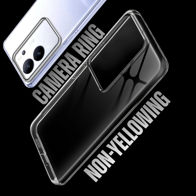 Crystal Clear Anti-Yellow Transparent Back Cover Case With Camera Ring Protection for Vivo V29 5G